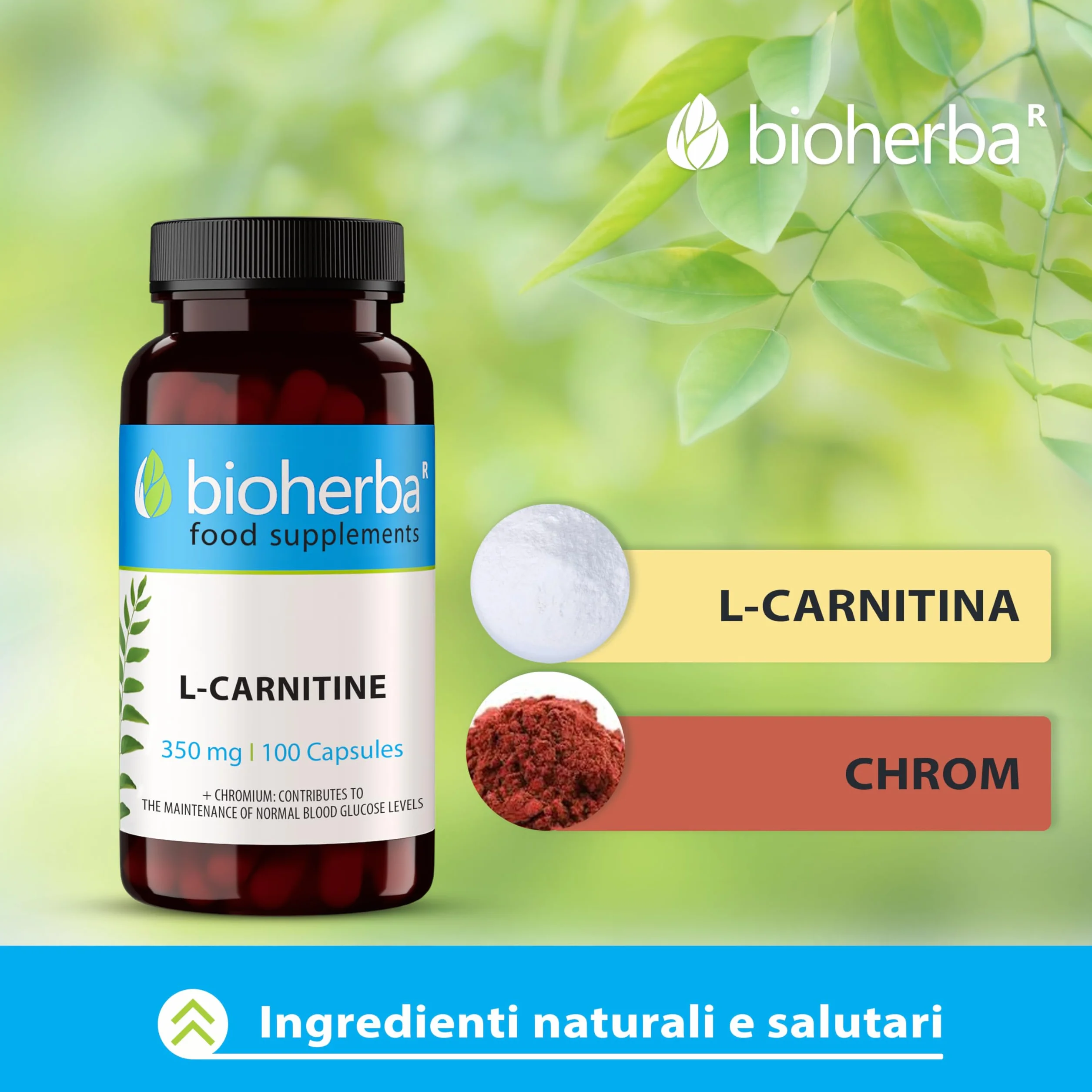 L-Carnitina 350 mg Capsule - 100 Capsule di BIOHERBA - Efficaci e ideali per una silhouette snella
