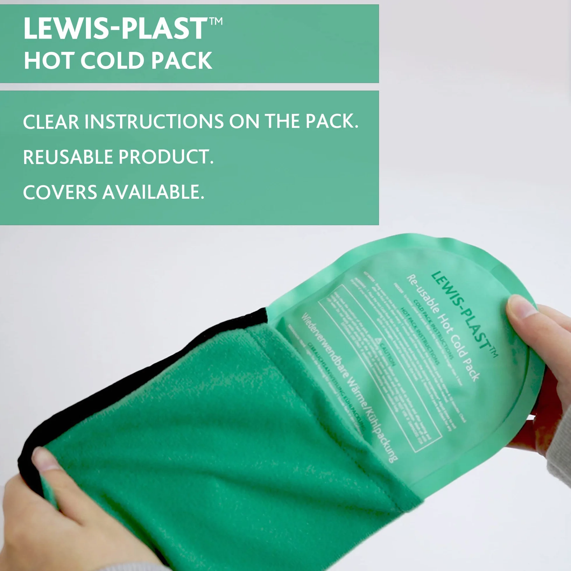 Lewis-Plast - Gel Riutilizzabile per Terapie Caldo/Freddo con Custodia Protettiva - Ideale per Dolore a Ginocchia, Schiena, Caviglia e Collo, Emicranie, Mal di Denti, Contusioni ed Altre Lesioni