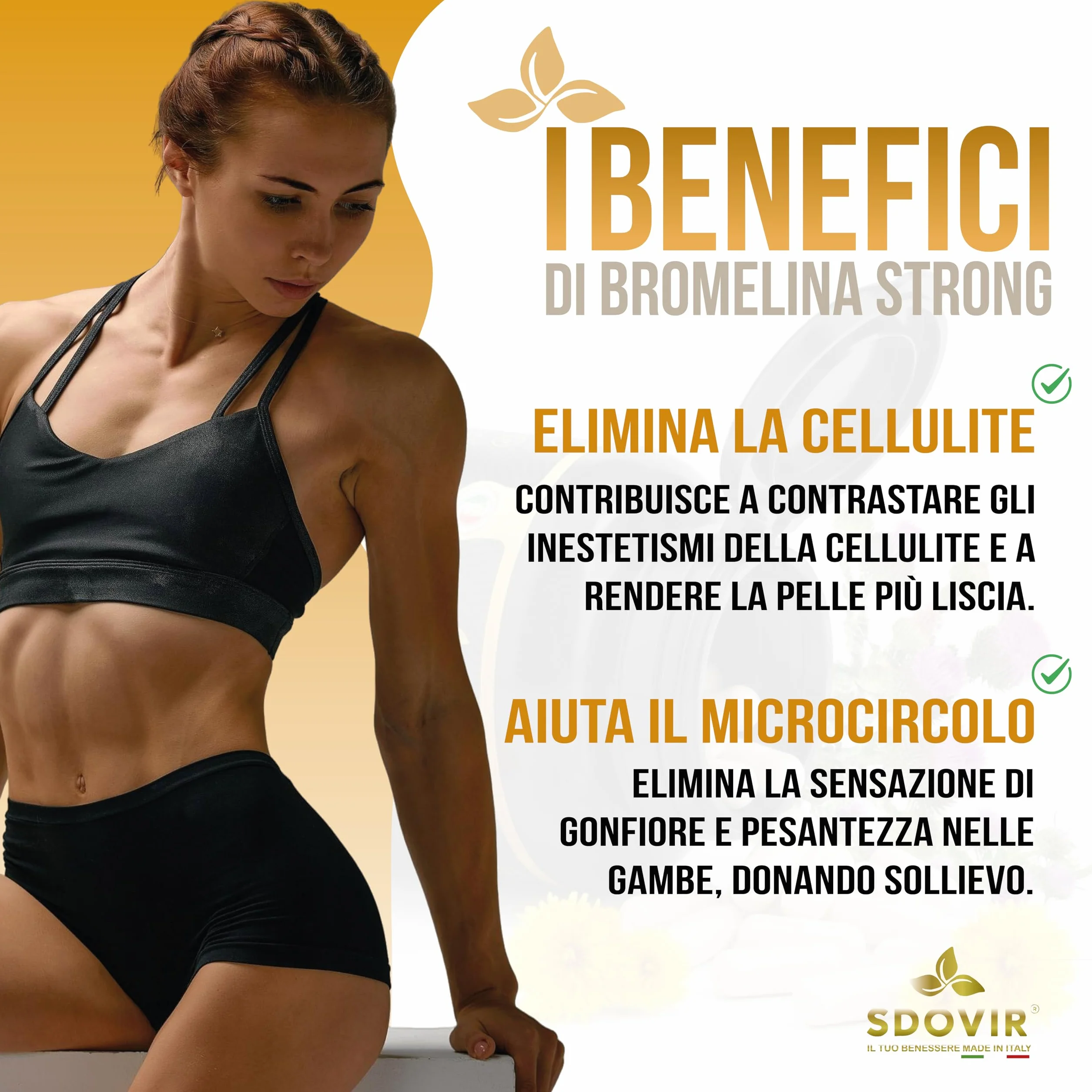 Bromelina Forte Drenante 2500 GDU/g 120 Capsule Anticellulite Detox Fegato