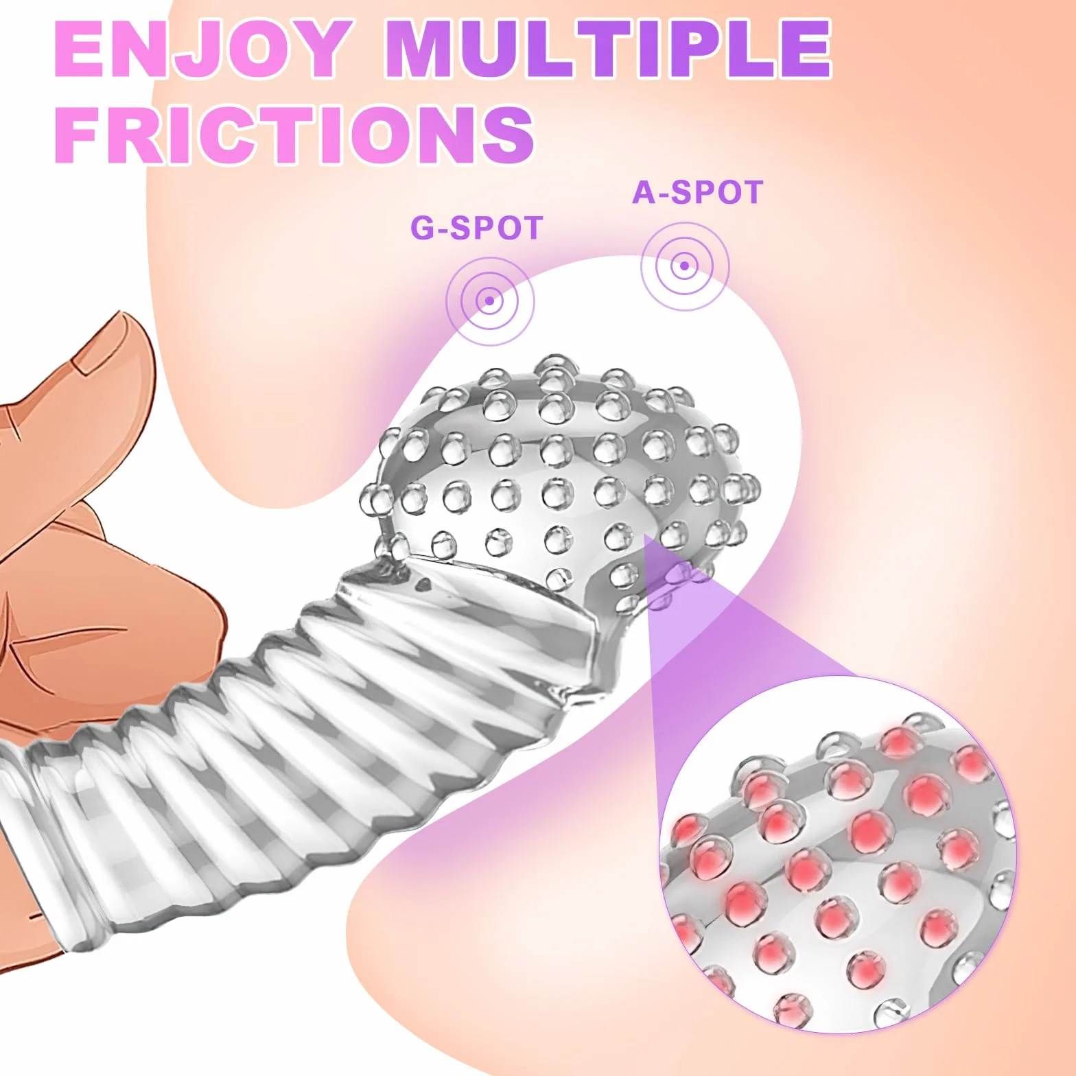 Qoosea 4 pezzi Manicotti per Dita per Coppie, Manicotti per Massaggio alle Dita Punto G, Copertura per Dita Facili da Trasportare Sex Toy(Trasparente)