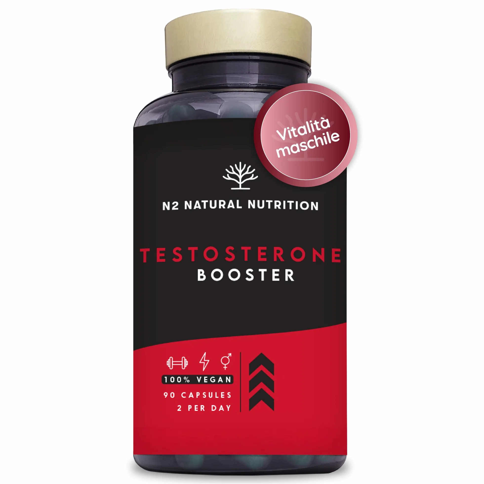 Integratore Alimentare Uomo con Maca, Ginseng, Fieno Greco, Zinco e Vitamina B6. 90 Capsule. N2 Natural Nutrition