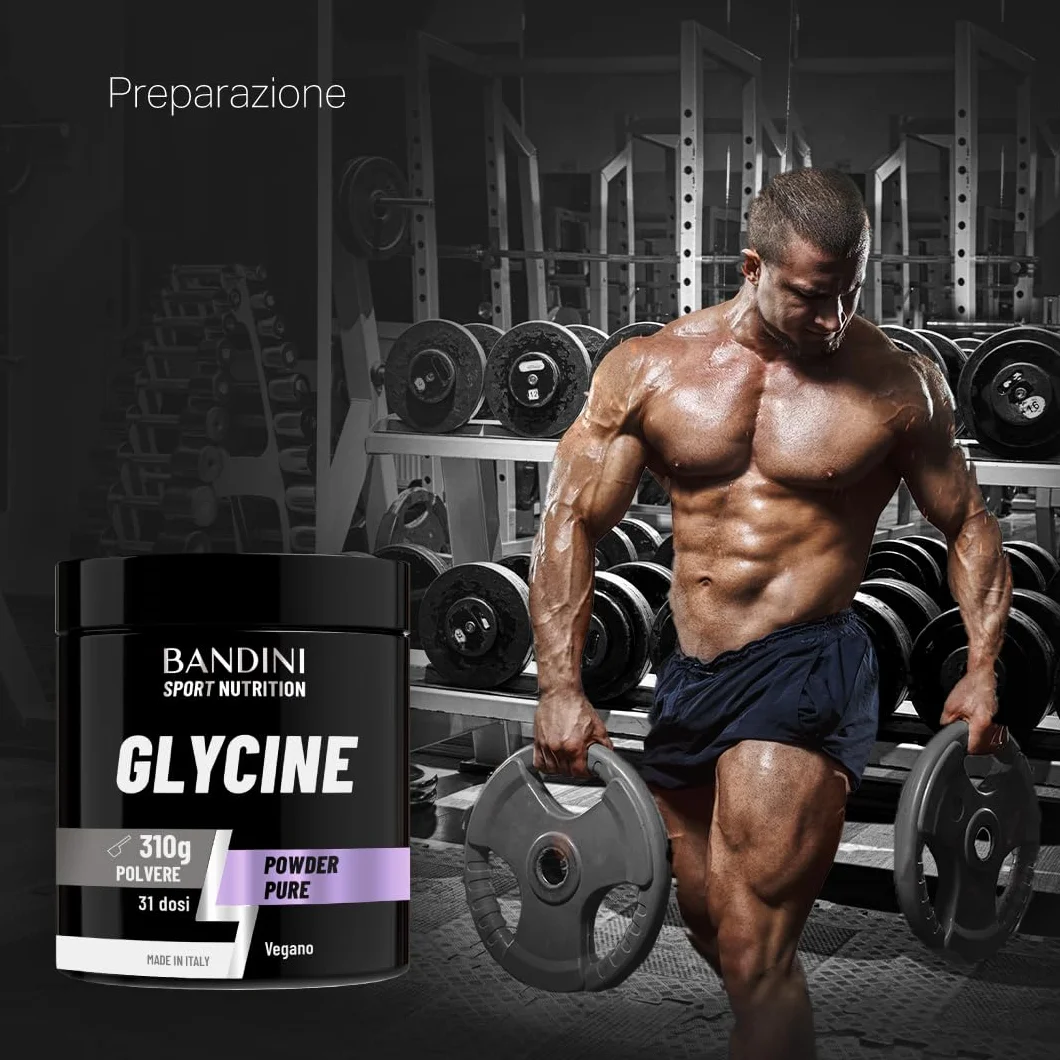 Bandini® GLICINA Polvere, Glycine Pura e Cristallina, Aiuto per il sonno, Puro Aminoacido Naturalmente Dolce, L-Glycin da 310 g, Sintesi del Collagene per Pelle e Articolazioni, Senza Additivi