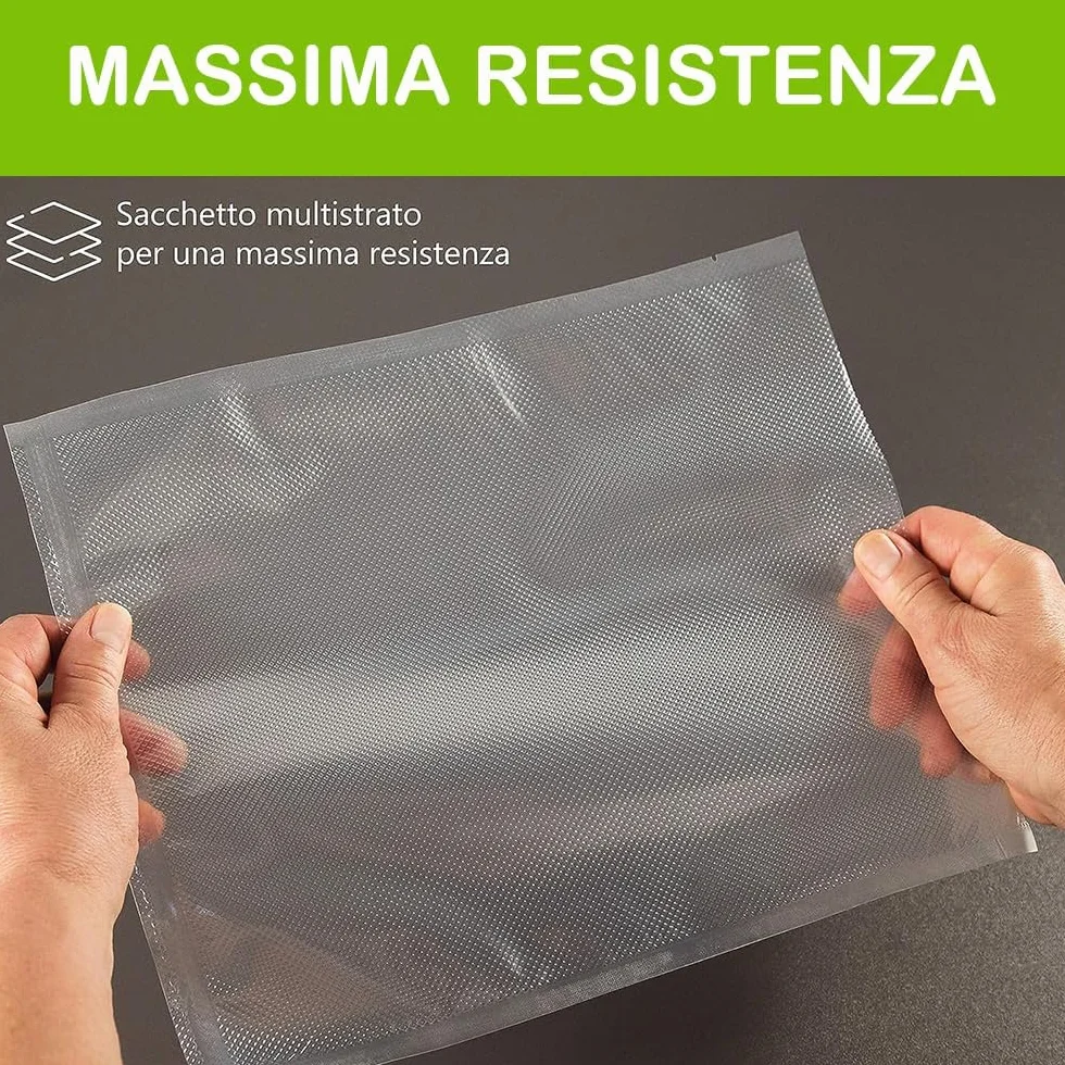 Sacchetti Sottovuoto Goffrati GM 100, 12x25 cm per Macchine Sottovuoto, Senza BPA