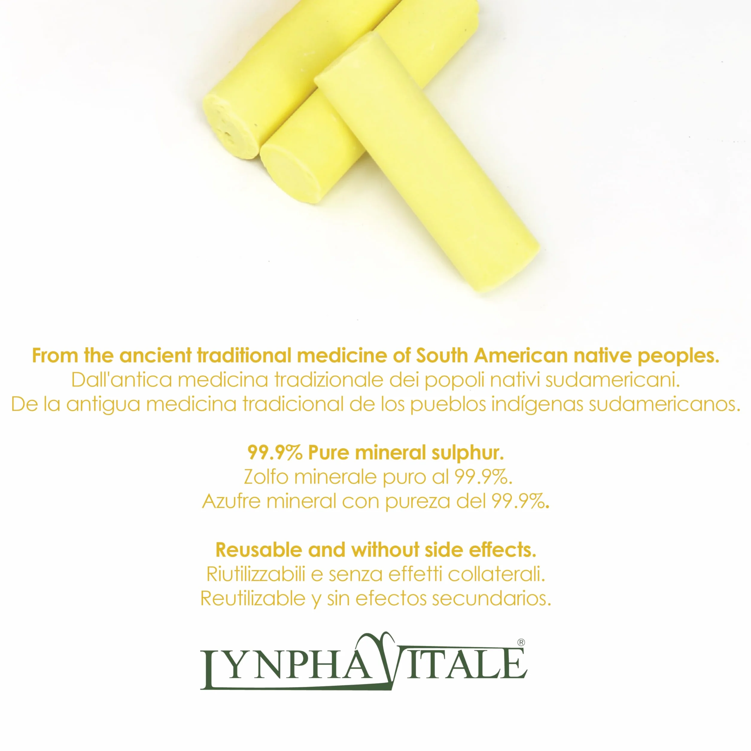 LYNPHA VITALE Cannelli Zolfo Puro per Massaggio Cervicale e Muscolare – 3 Barrette Naturali per Tensione, Contratture e Fastidi Muscolari, Rimedio Antico