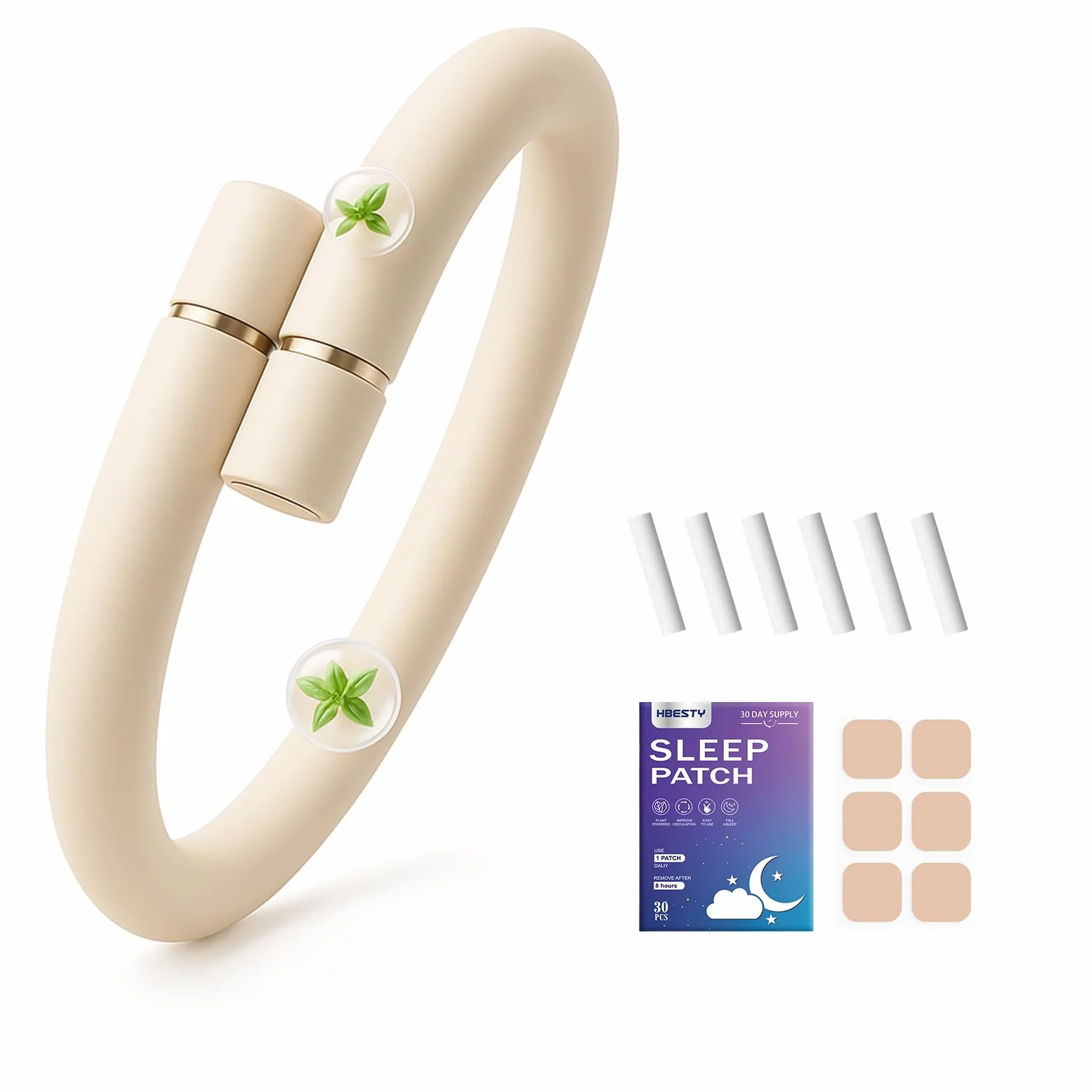 Braccialetti Antizanzare con Oli Essenziali 6 Ricariche + Patch per Dormire Freschezza Naturale 180 Giorni