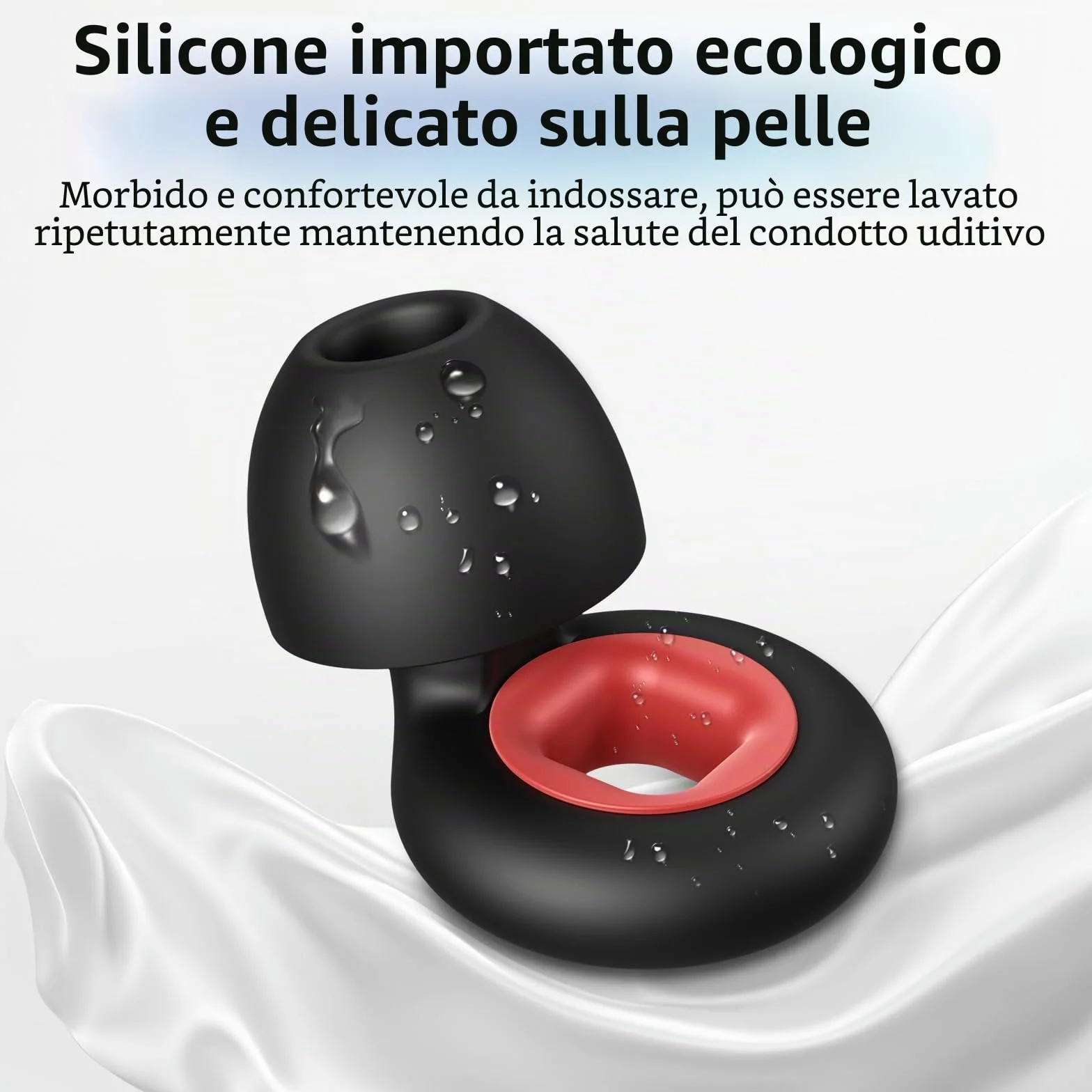 Tappi per orecchie 28 dB riutilizzabili in morbido silicone anti-rumore 2 paia nero/rosso nero/bianco
