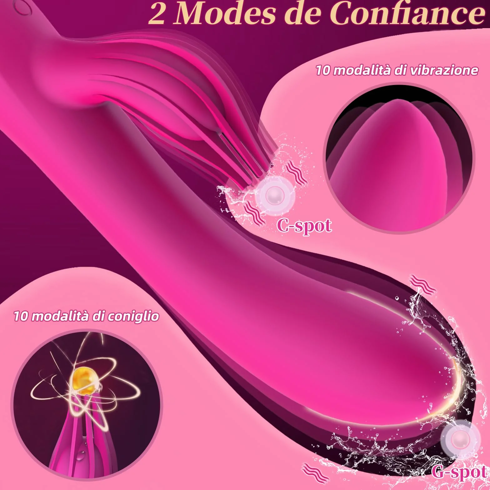 Vibratoreper Donna Professionale Clotoride Vibratore Rabbit 10 Modalità Dildo Realistico Sexytoysys Coppia Vibratoriper Donne Grandi Vibratori Clitoride Squirting Sex Toys Sessuali per Donna Pen(Rous)