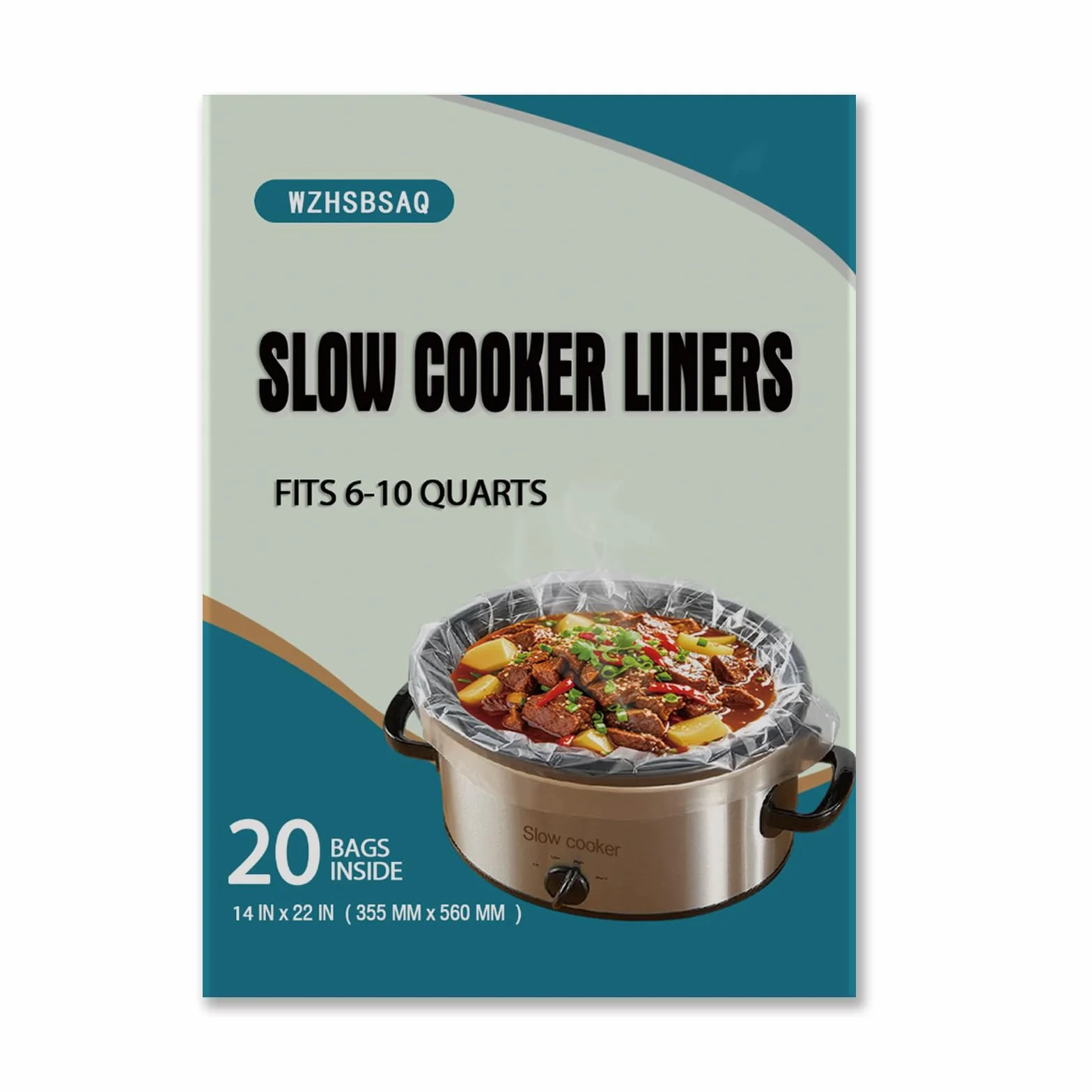 Fodere per cottura lenta, confezione da 20 sacchetti di cottura sacchetti di plastica usa e getta di grandi dimensioni, adatti per vassoi da 6QT a 10QTFor Slow Cooker, 35,6 x 55,8 cm, 20 fodere (20)