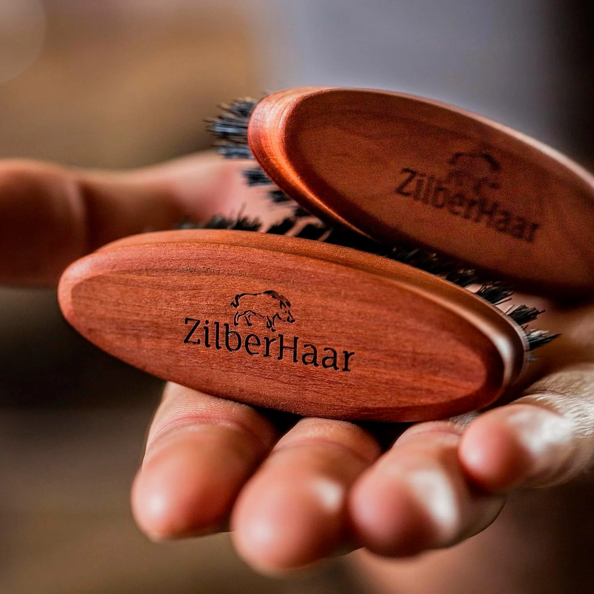 Boar Bristle Pocket Beard Brush by Zilberhaar - Firm Bristle Small Brush - Perfect Grooming Tool for Any Beard or Moustache - Works For Any Beard - Made In Germany by ZilberHaar
