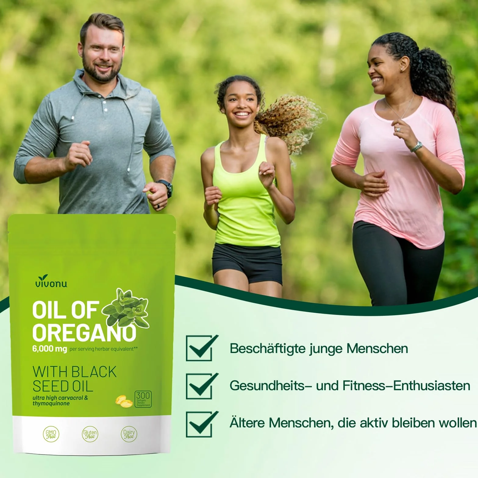 VivoNu Olio di Oregano Biologico con Olio di Semi Nero, 300 unità