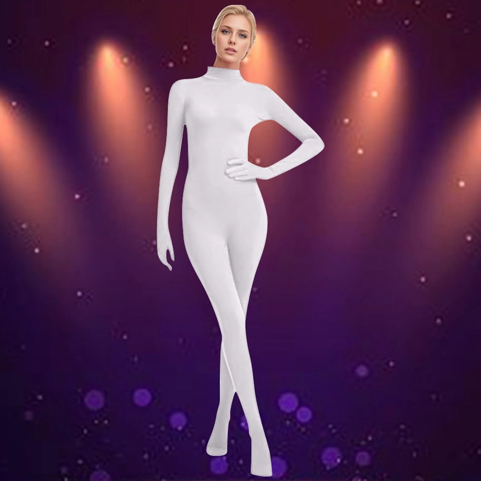 Zentai open face tuta integrale da donna cosplay leggings tinta unita