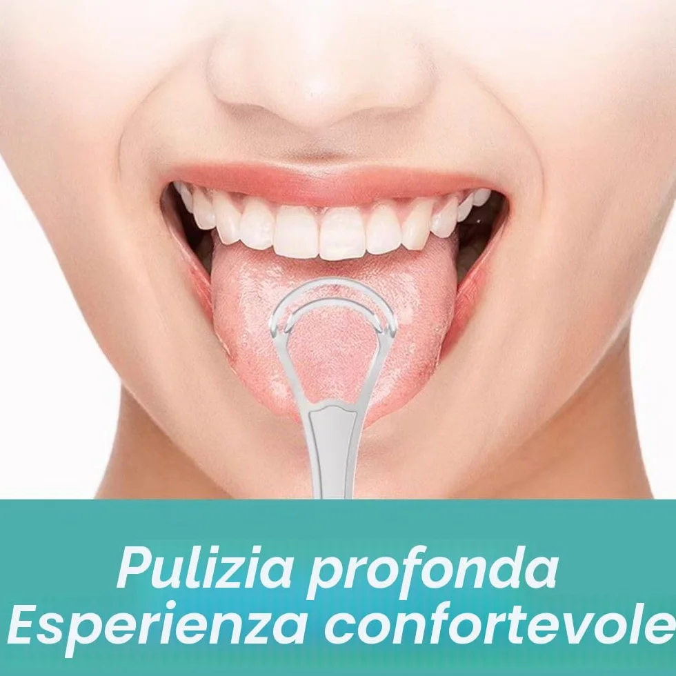 Pulisci Lingua, Pulisci Lingua in Acciaio Inox, Doppio Livello Pulitori di Lingua, Detergente per Lingua, Raschia Lingua in Acciaio Inox, Alito Fresco, Riutilizzabile