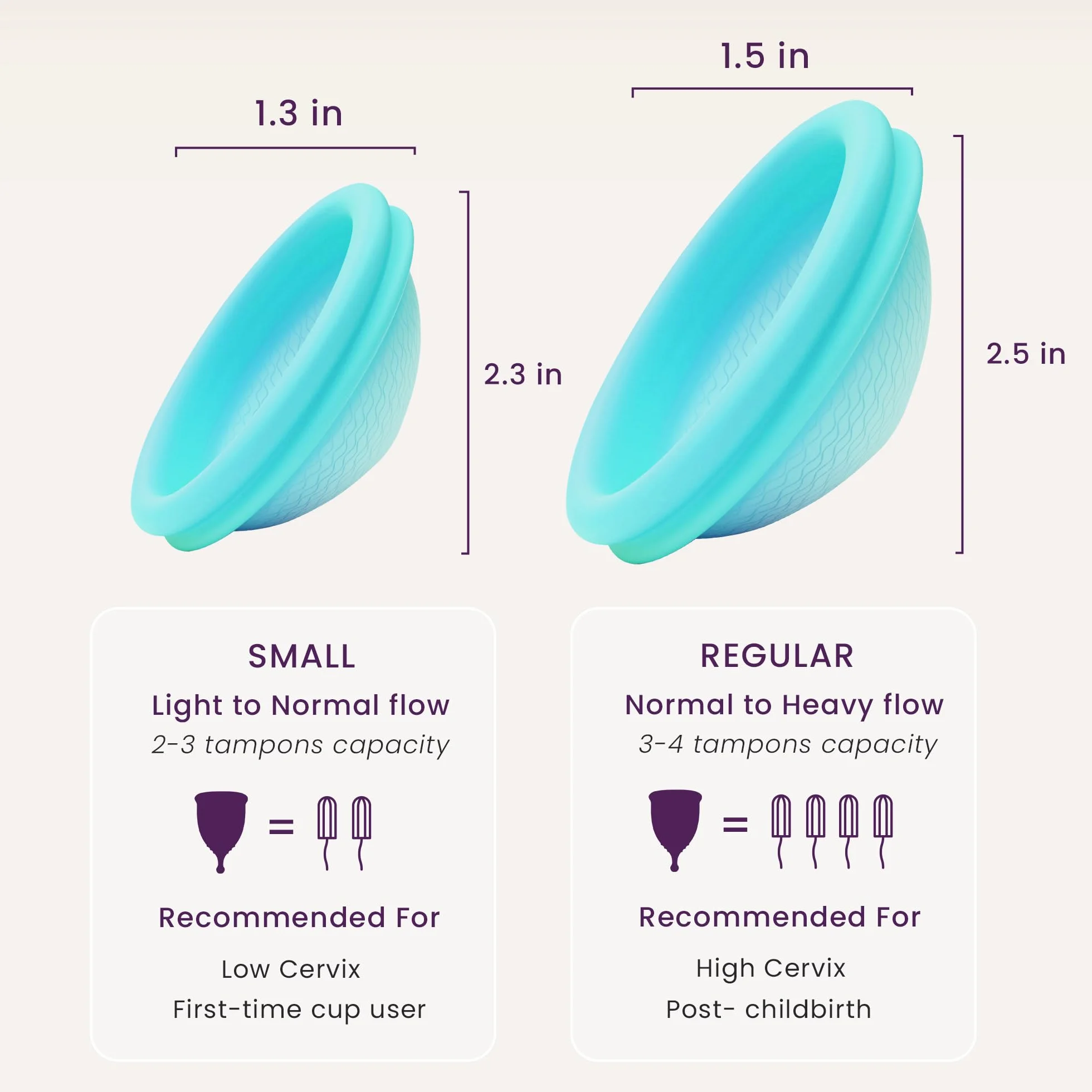 Ecoblossom Dischi mestruali riutilizzabili a prova di perdite - Silicone di grado medicale, sostenibile, ecologico. Confezione da 2 dischetti mestruali grandi, capacità 68 ml