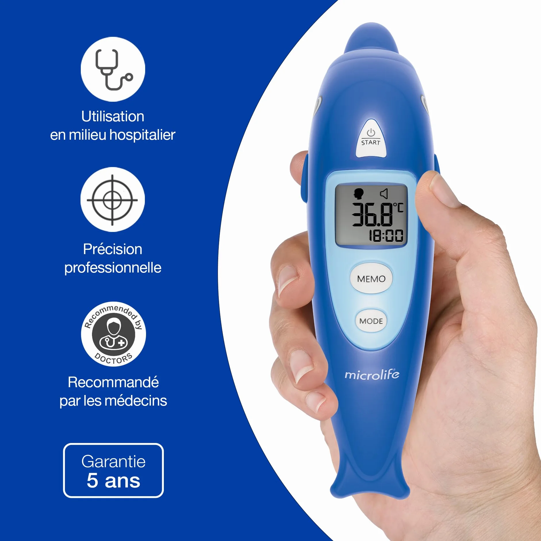 Microlife Termometro Frontale Senza Contatto NC 400, Guida Luminosa, 3 Modalità, Alta Precisione