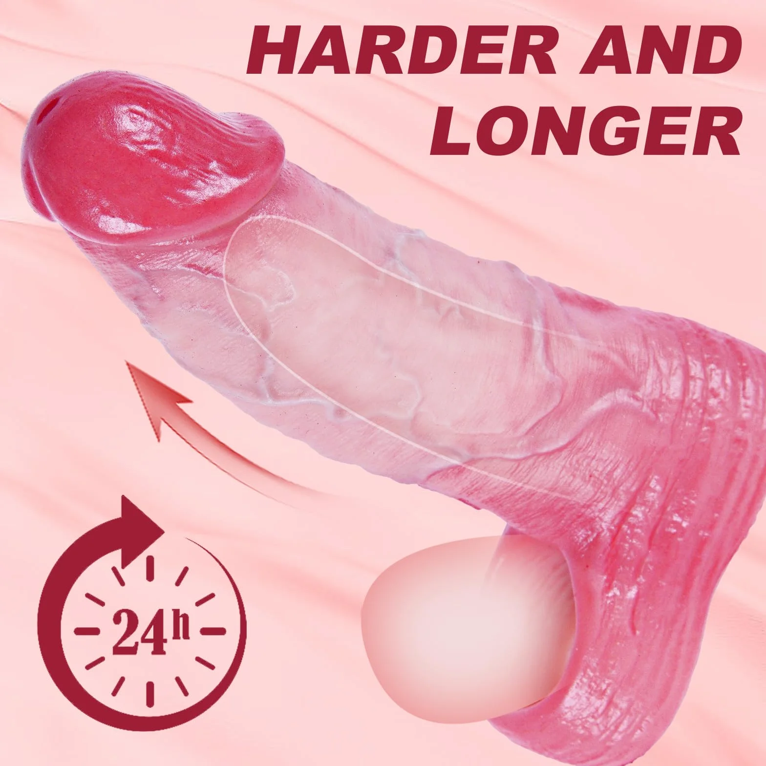 Set di 2 copripene e anelli in silicone realistici, S/L, per rapporti più duraturi e intensi, con glande rosso e vene realistiche, prolunga pene, giocattolo adulto per uomini e coppie