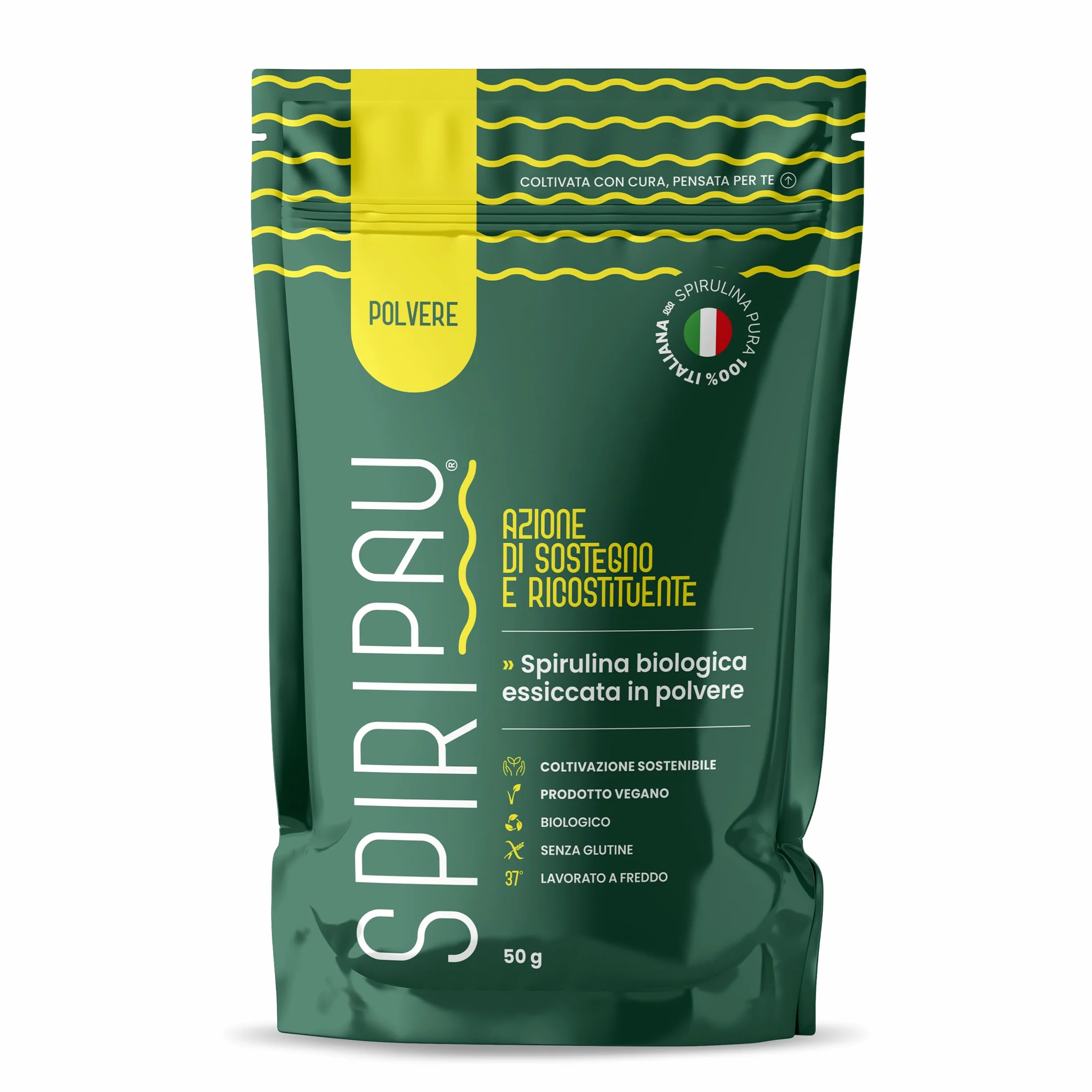 Spiripau Spirulina Bio Italiana in Polvere 50g - Superfood Naturale 100% Made in Italy Vegano