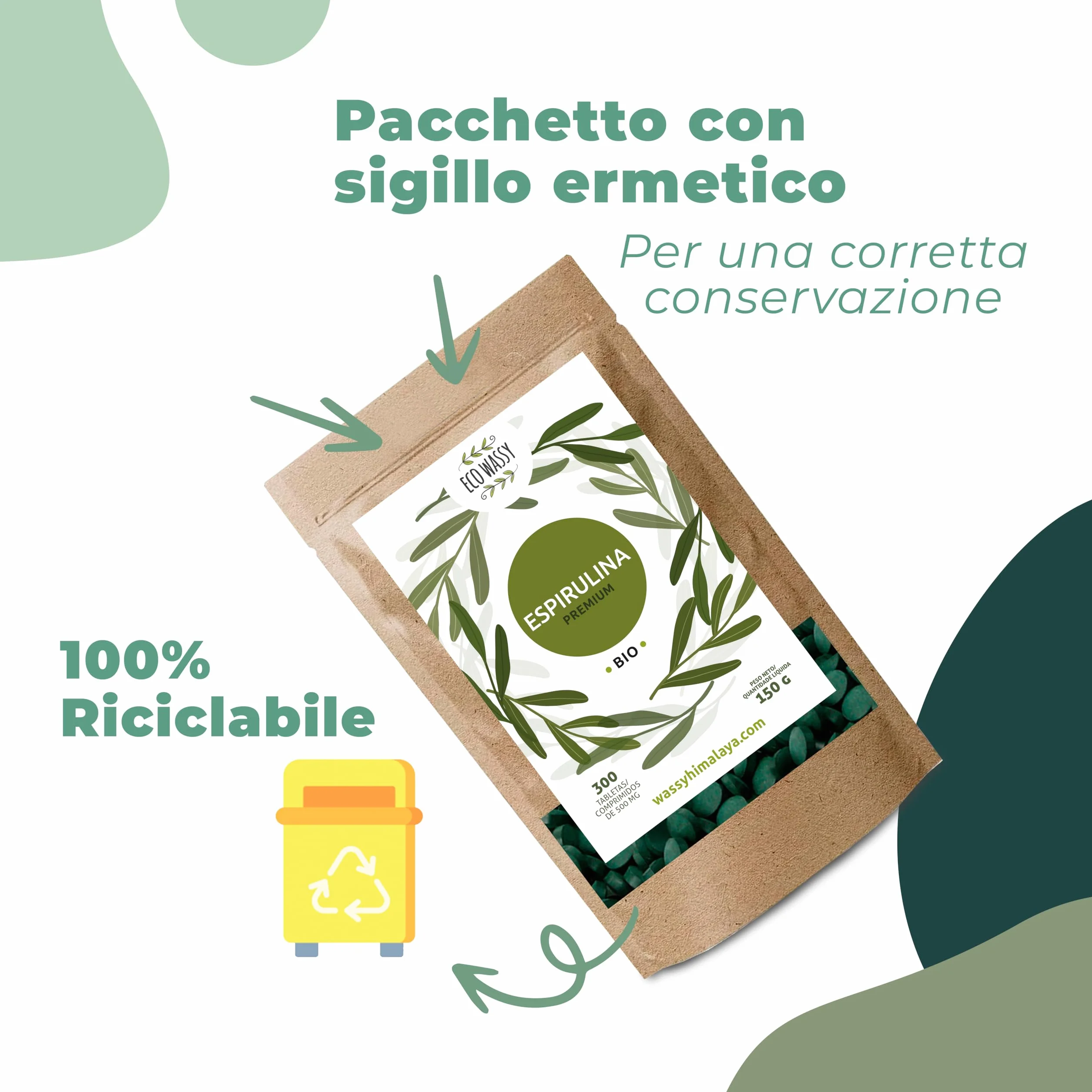 Spirulina Organica 300 Compresse 3000 mg Antiossidante Naturale Senza Additivi Detox Vegano Super Alimento