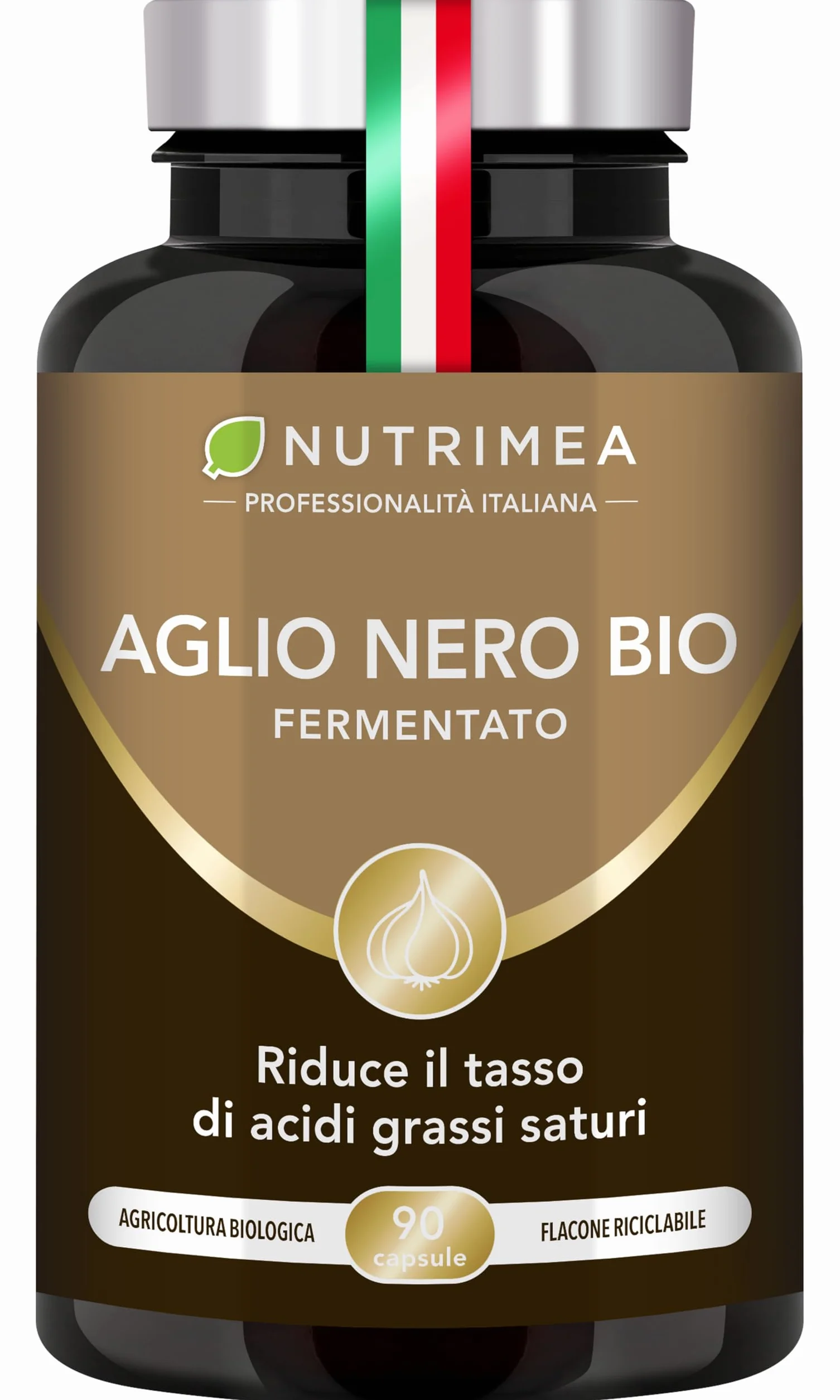 Aglio Nero Fermentato Biologico | Integratore Alimentare | 250 mg | Supporta la Circolazione | Antiossidante Naturale | 90 Capsule | Nutrimea
