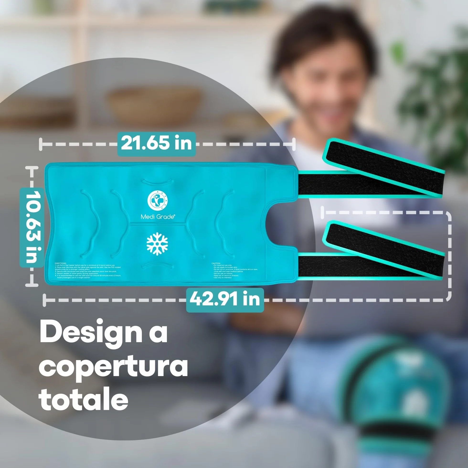 Medi Grade Impacco Ghiaccio Gel Riutilizzabile per Ginocchio - Fascia a Doppio Tessuto con Lunga Tenuta del Freddo
