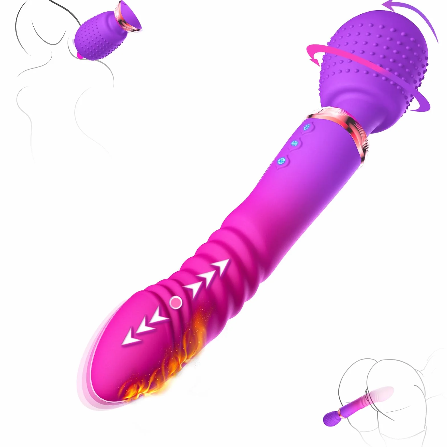 Vibratore Bacchetta Massaggiante Dildo Telescopico Sex Toys, Vibratoreper Donna con 10+5+Riscaldante Sexytoysys Coppia, Vibratoreper Donna Professionale Vibratori Stimolazione Clitoride Punto G