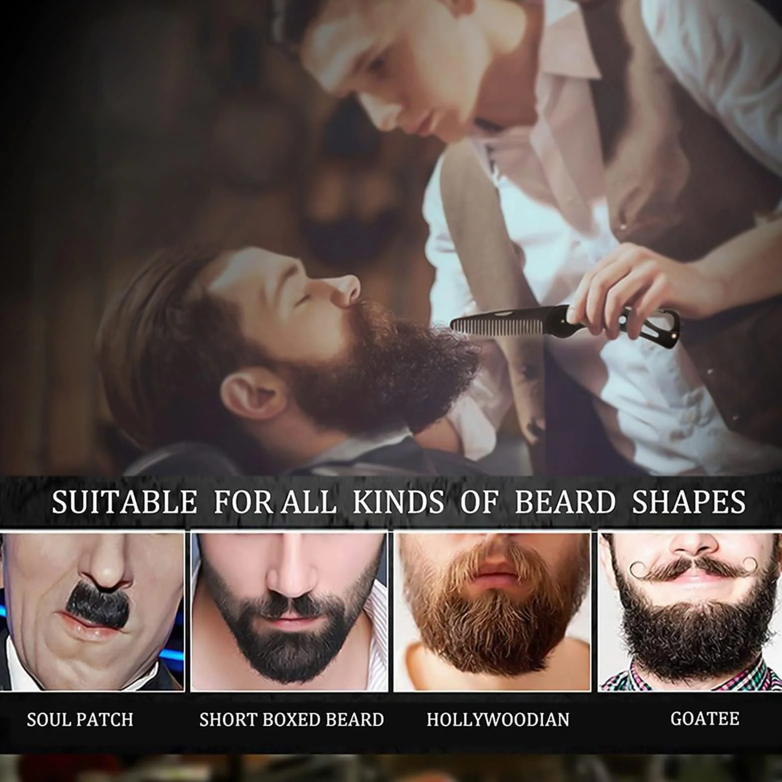 Pettine da barba pieghevole in acciaio inossidabile antistatico 9,5 cm