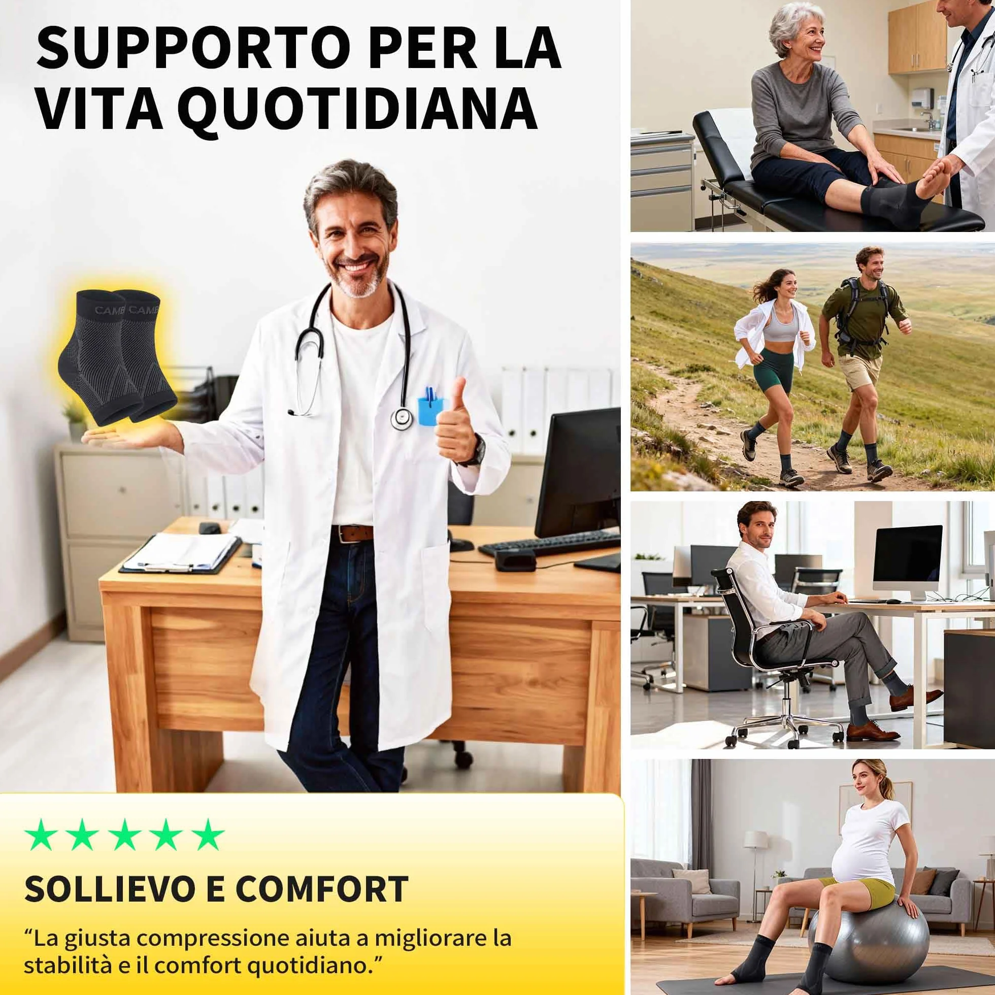 CAMBIVO Cavigliera Sportiva per Distorsione, Ortopedica con Compressione Graduata, Tutore Caviglia per Sport