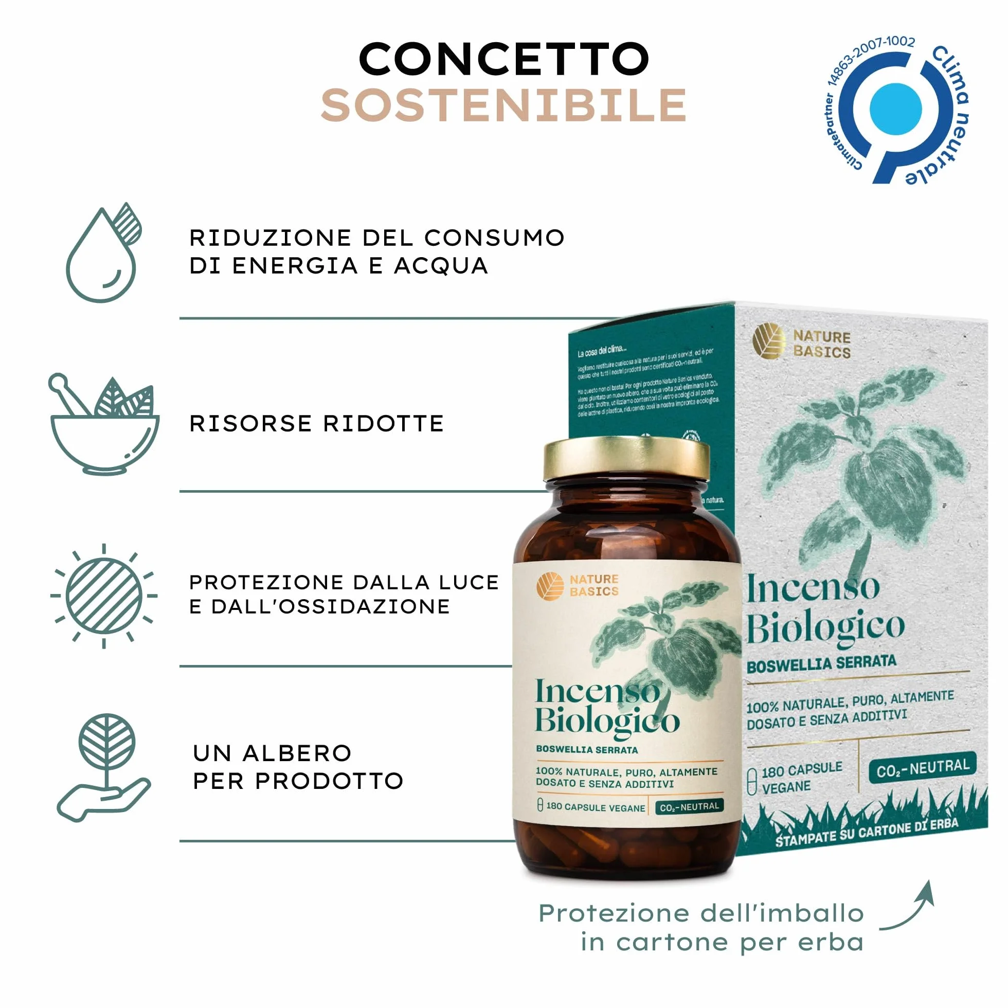 Capsule di incenso biologico - 180 capsule ad alto dosaggio / 500 mg di estratto di incenso biologico per dose giornaliera/Integratore alimentare ayurvedico di alta qualità/Vegano e sostenibile