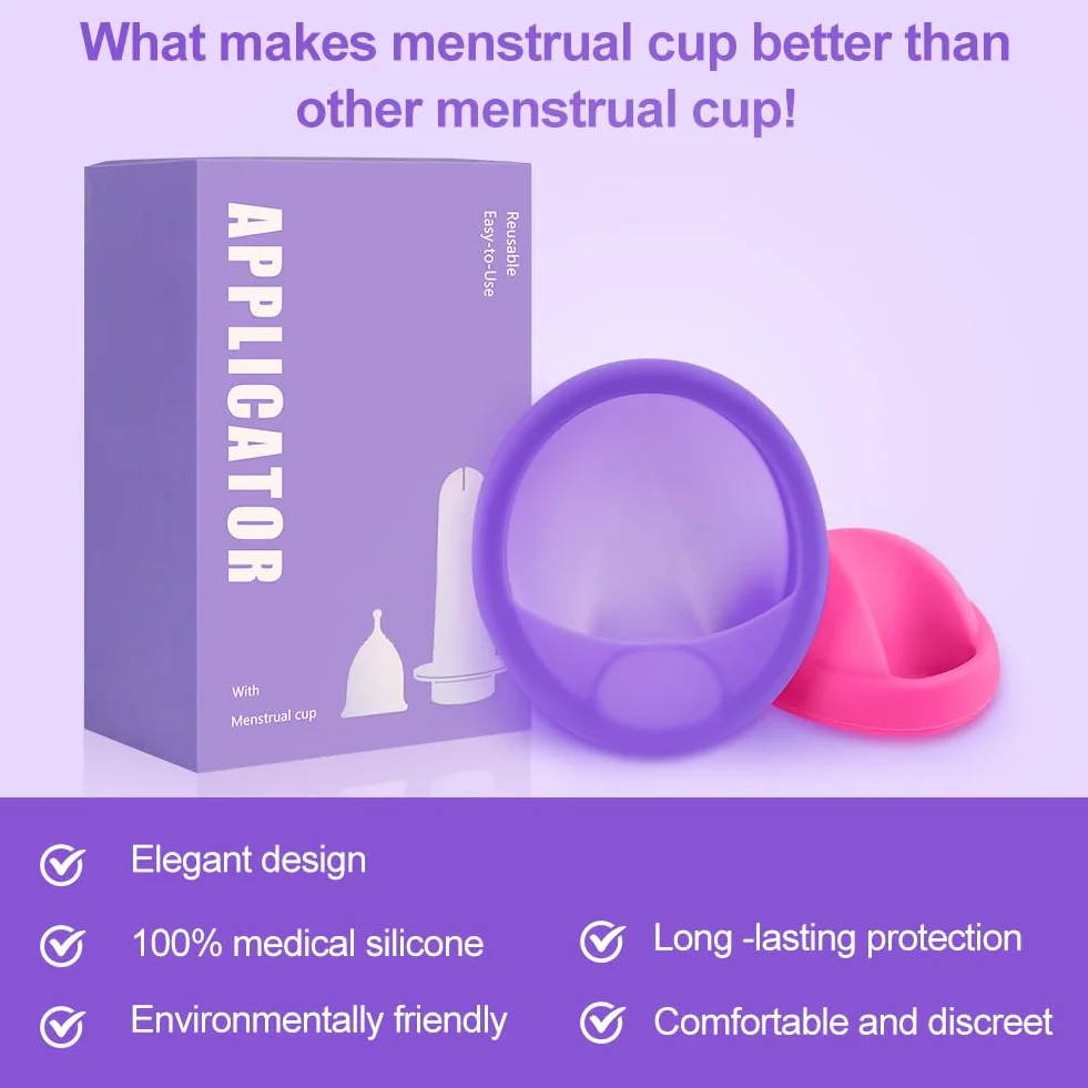 Dischi Periodici Riutilizzabile, 2 Pezzi Disco Mestruale(S+L), Coppa Mestruale in Silicone con Applicatore, Che Può Essere Facilmente Rimosso, per Donne Sport Attivi, Nuoto, a Prova di Perdite
