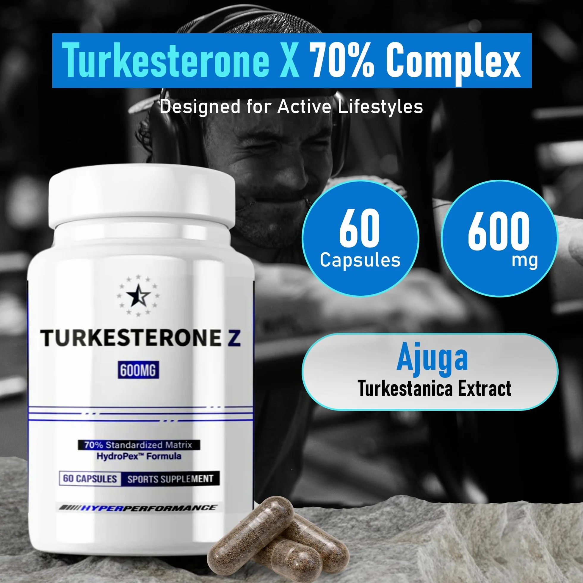 Turkesterone Supreme 70% with HydroPex™ - 60 V-Capsules (600mg) - Apex®
