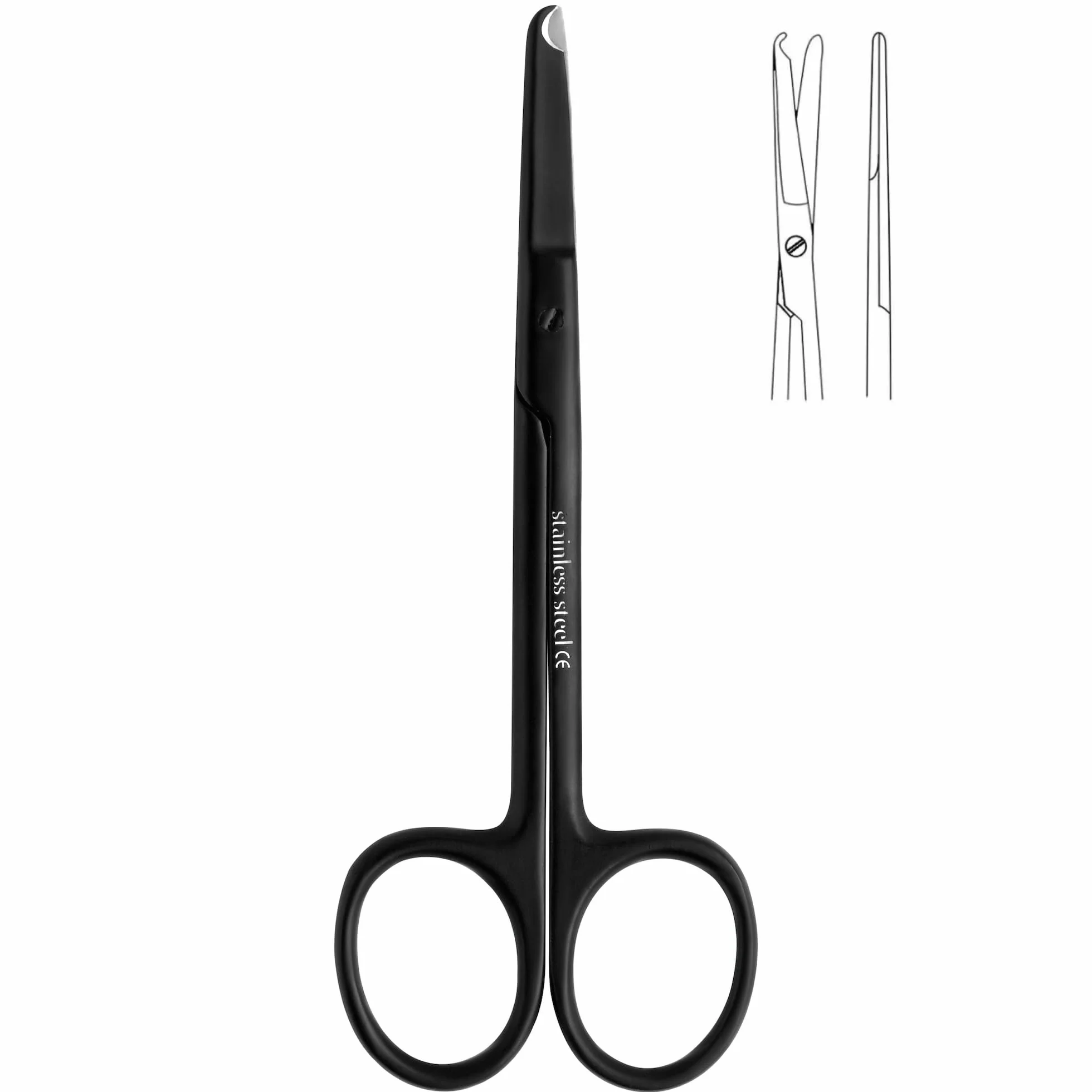 Forbici da sutura da 11,4 cm con gancio delicato a mezzaluna, perfette per la rimozione delle suture, primo soccorso, allenamento EMS e altro strumento di alta qualità, in acciaio inox (nero)