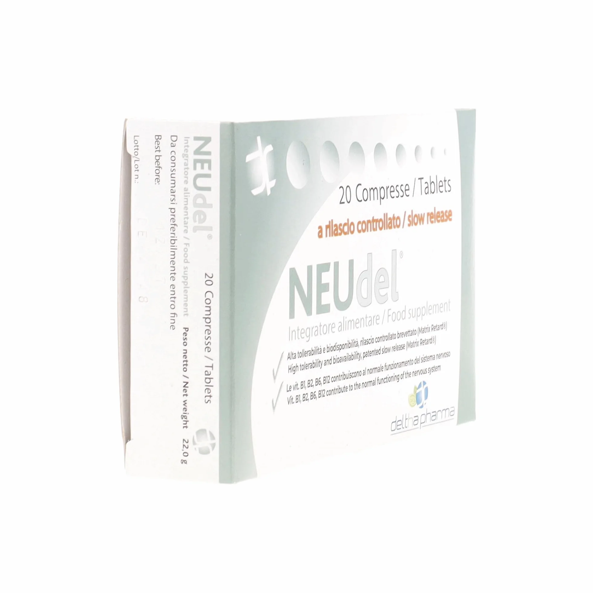 Neudel Integratore Alimentare Antiossidante Antiage Acido Alfa Lipoico 600mg Rilascio Controllato Vitamine B Sistema Nervoso 20 Cpr