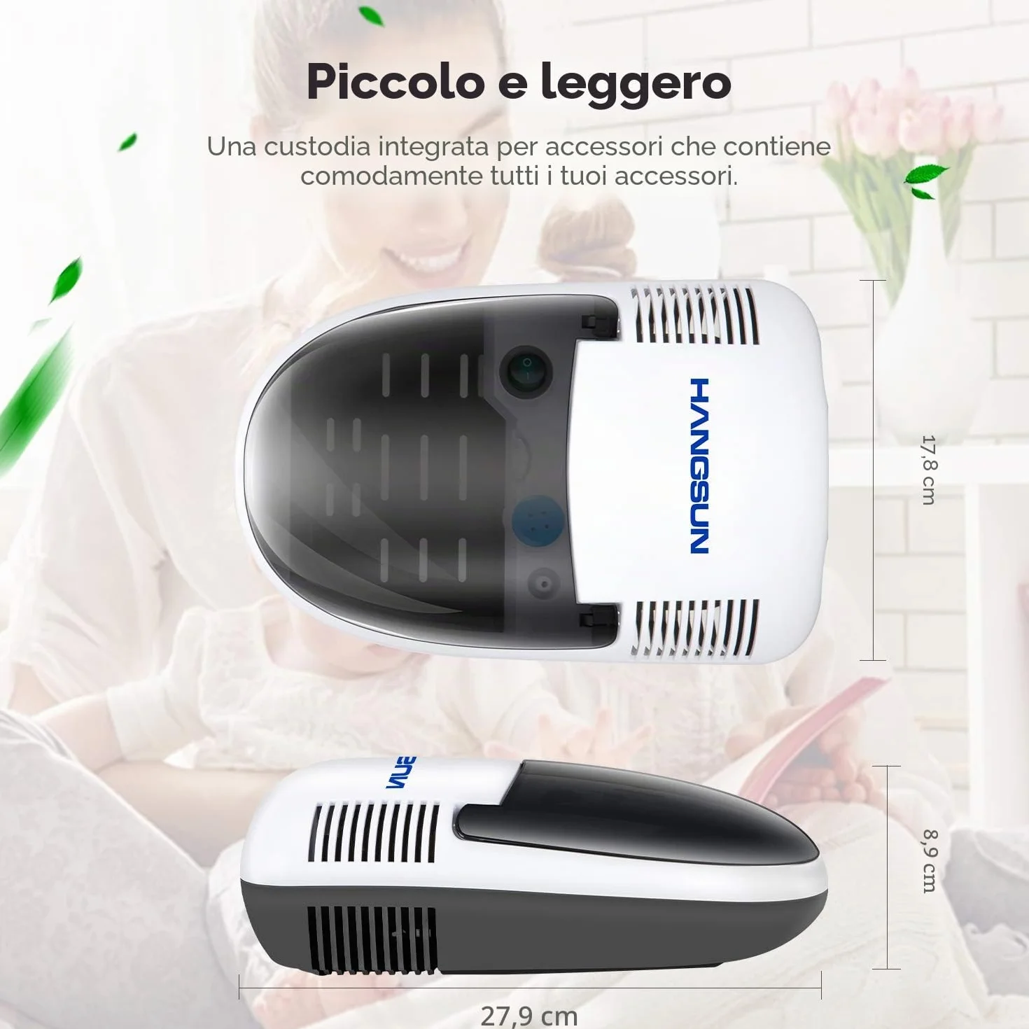 Hangsun Aerosol a Pistone Inalatore Nebulizzatore Silenzioso Portatile per Adulti e Bambini, con accessori per adulti e bambini