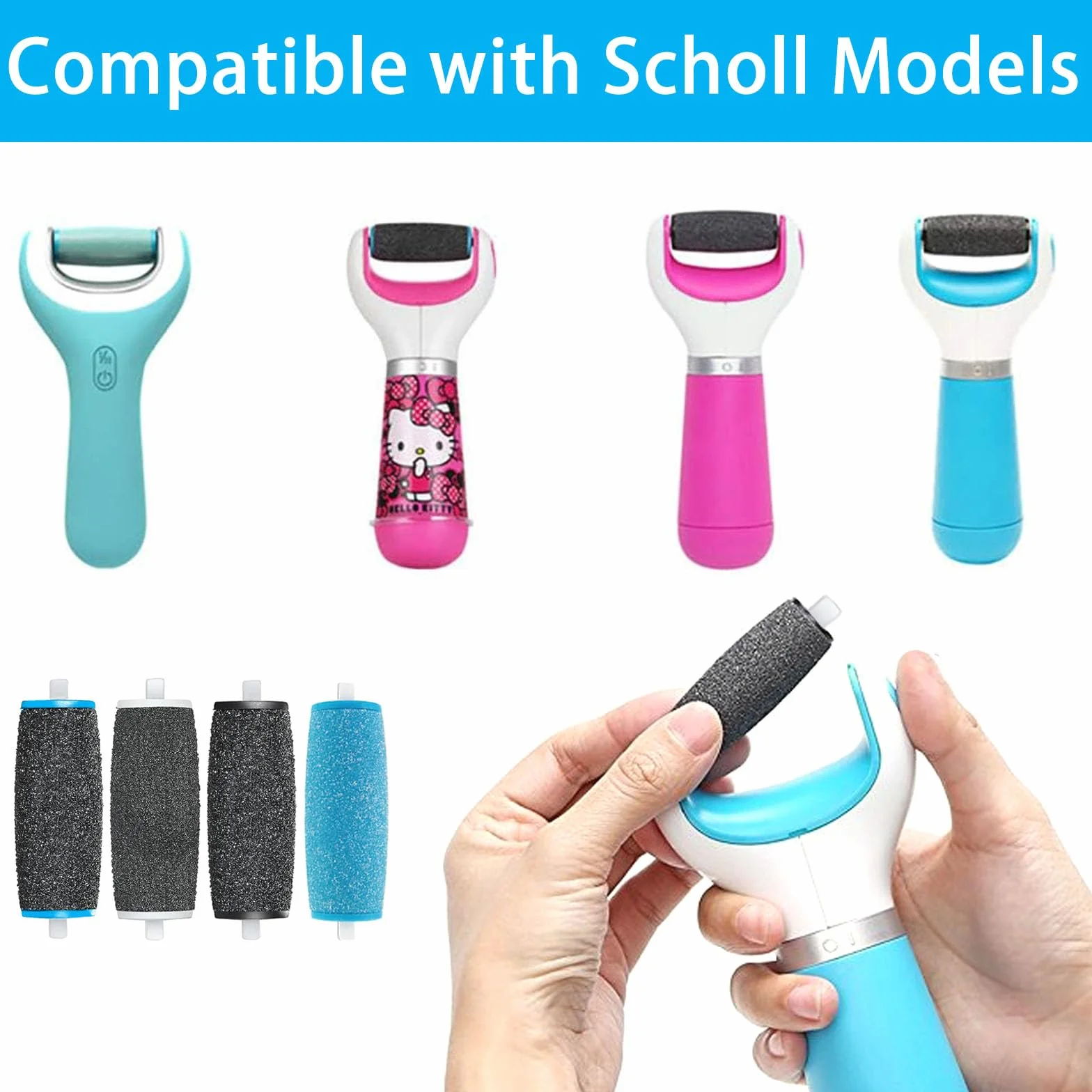 Scholl Velvet Smooth Rullo Ricambio Compatibile, Roll Ricariche Professionale Pedicure Elettrico, 3 Rugosità, Pietra Pomice Raspa Piedi