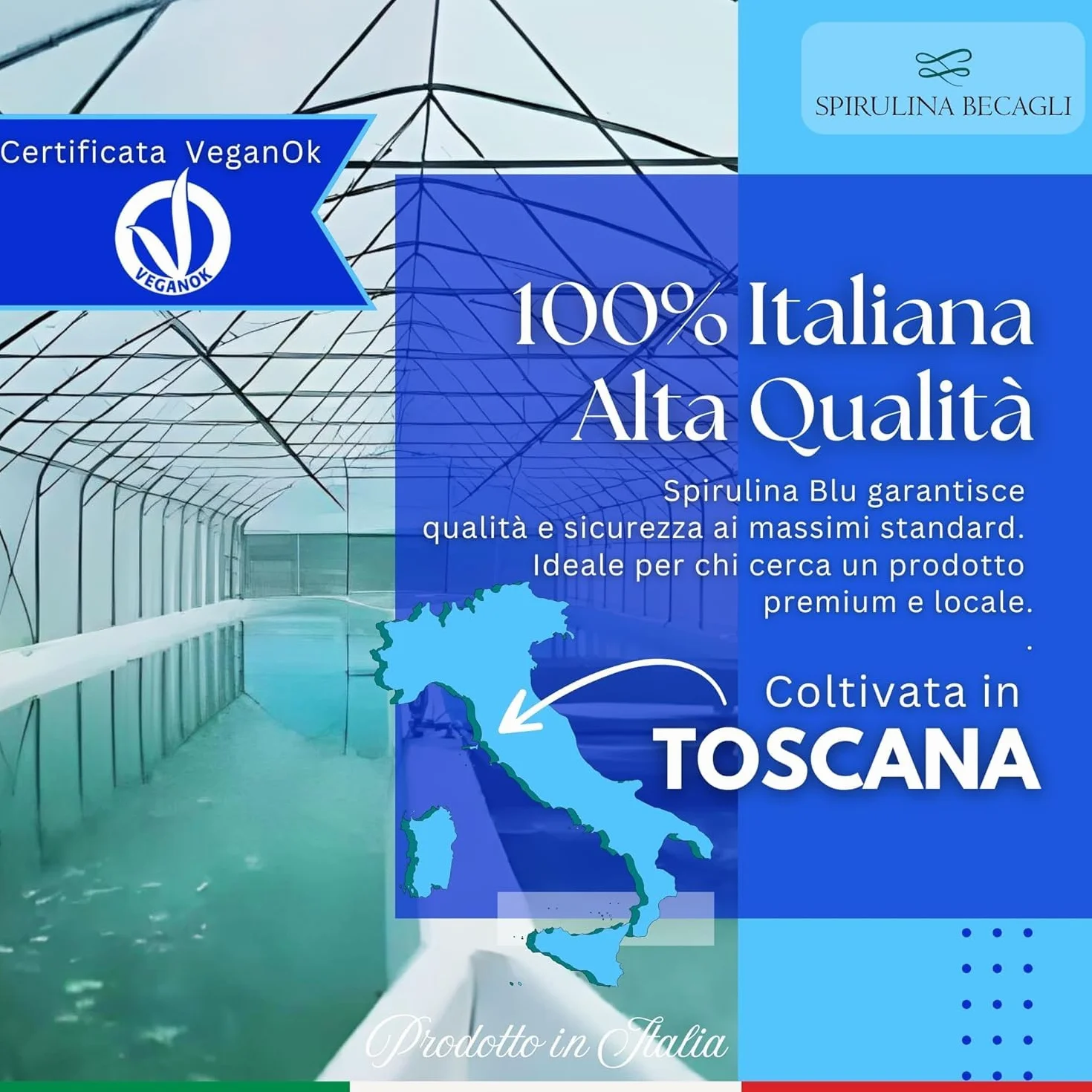 Spirulina Blu In Polvere 20 g, Colorante Alimentare Naturale A Base Di Ficocianina, Polvere Blu Per Bevande, Made in Italy, Vegan
