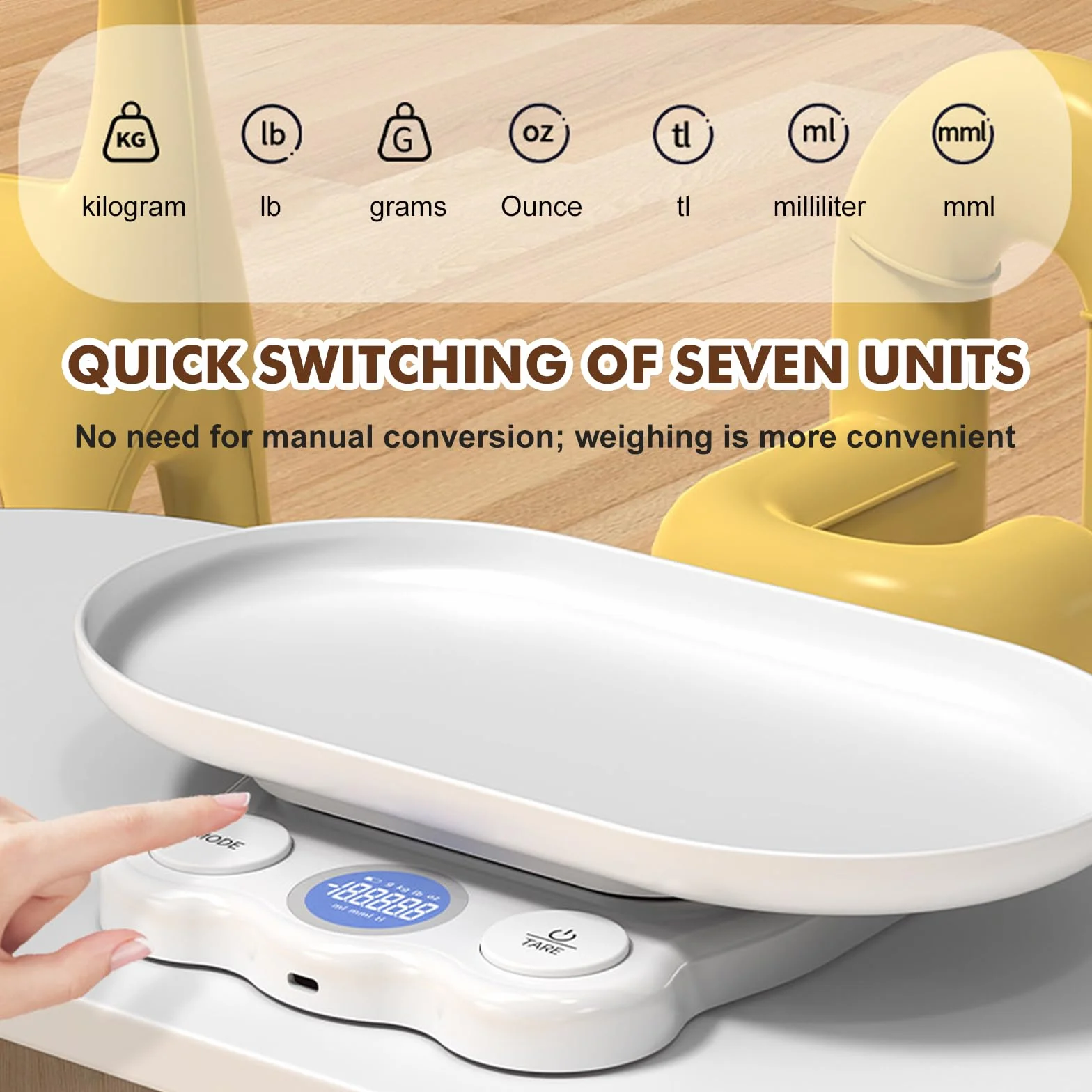 Bilancia digitale per animali domestici 15 kg ±1 gram con display LCD e vassoio rimovibile