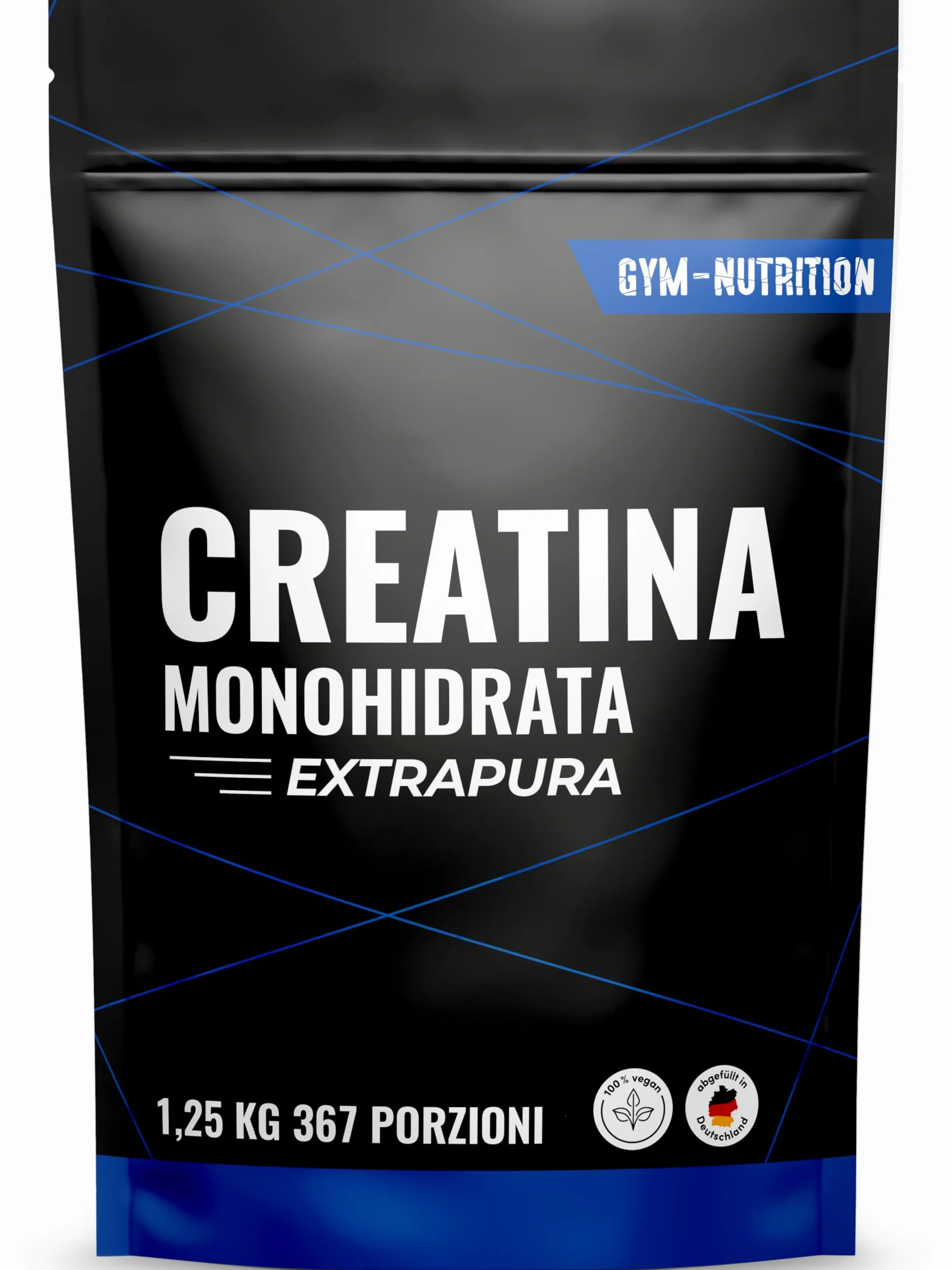 Creatina Monoidrata Polvere Extrapura - 1,25 kg (367 Porzioni) con Vitamina B6 - Vegan e Prodotta in Germania - Creatine Monohydrate Powder