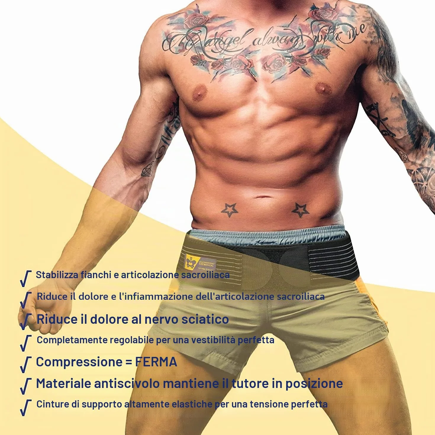 Cintura Sacroiliaca per Everyday Medical I Cintura di Supporto Sacroiliaca con Cinghie Supplementari I Donna e Uomo Supporto Anca per Sciatica e Pelvi I Sacroiliac Si Joint Support Belt I L/XL