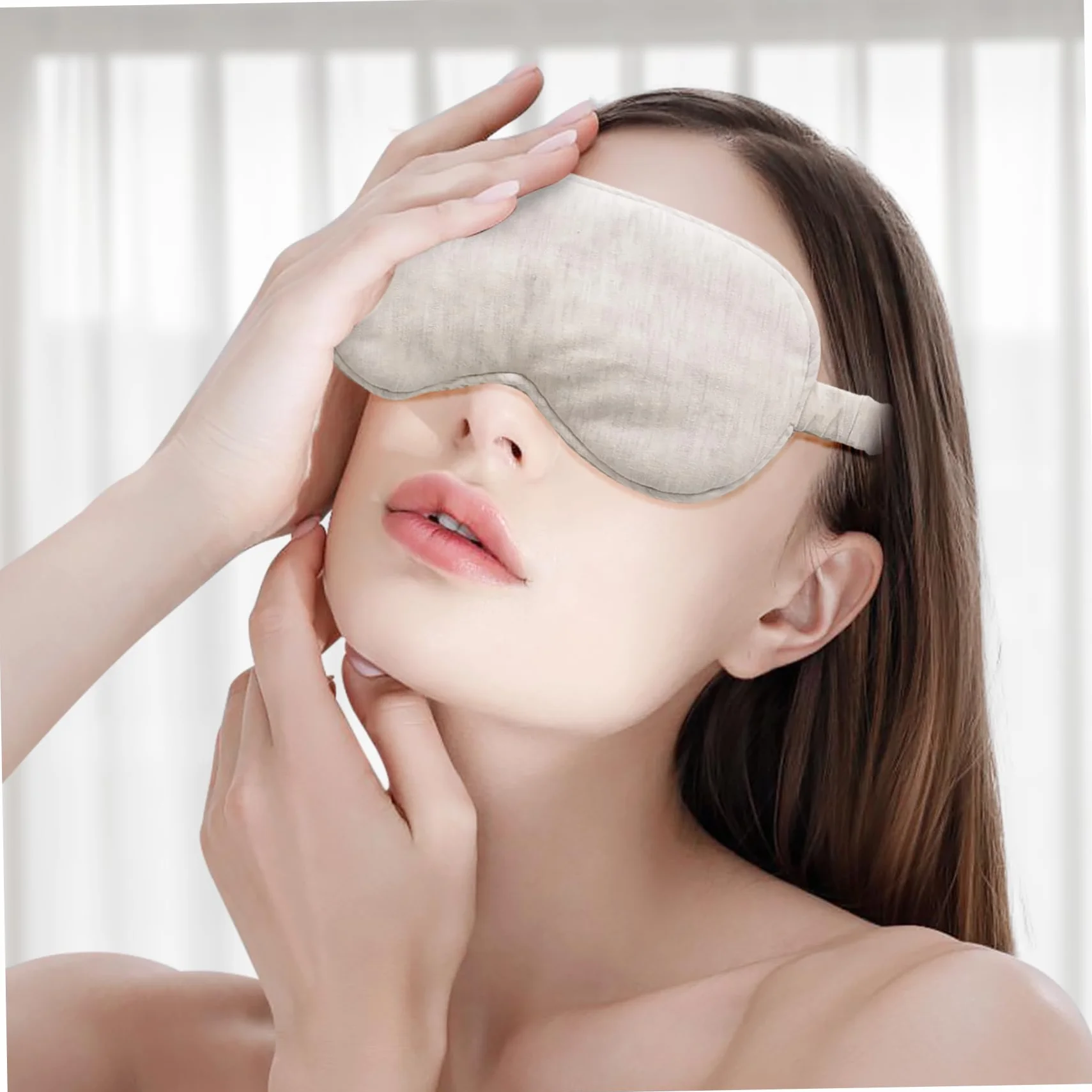 Mascherina per Dormire, Maschere per Occhi per Dormire, Mascherina per in Cotone Organico Beige Leggera e Confortevole Occhi Elastici per Notturno, Viaggiare Adatta per Uomini Donne