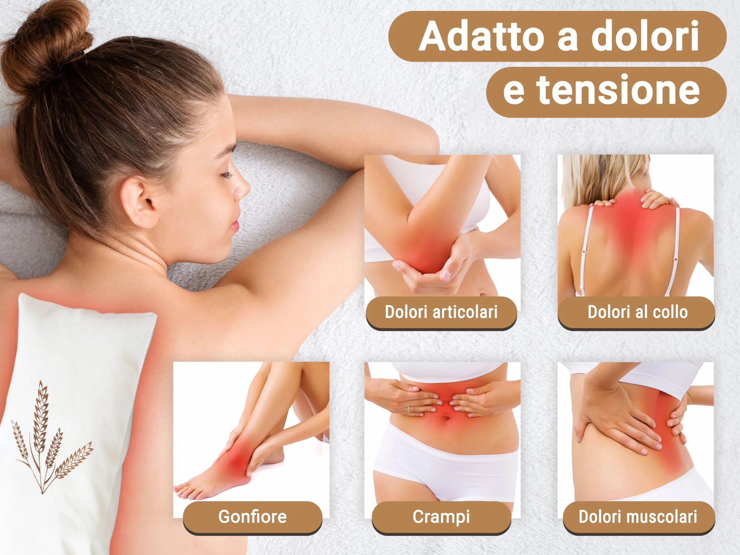 ZOLLNER cuscino cervicale termico per microonde con granelli di grano 20x53 cm, allievia i dolori alla cervicale, spalla, schiena - adatto per le coliche - fodera lavabile