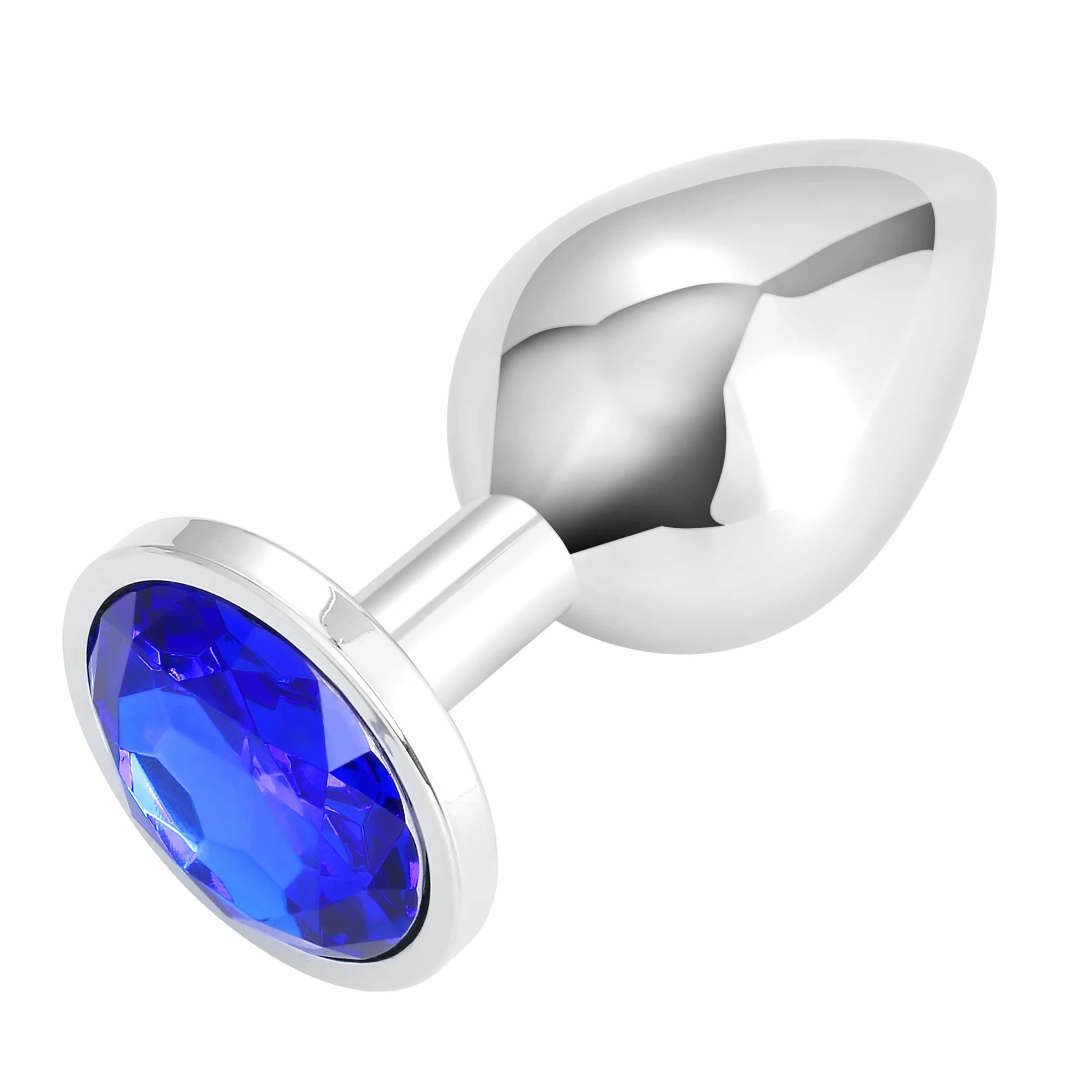 3x Plug Anale Metallo | Butt Plug Cristallo Blu | Puro Piacere in 3 Taglie per Donna, Coppia, Uomo | Giocattoli Anali Argento