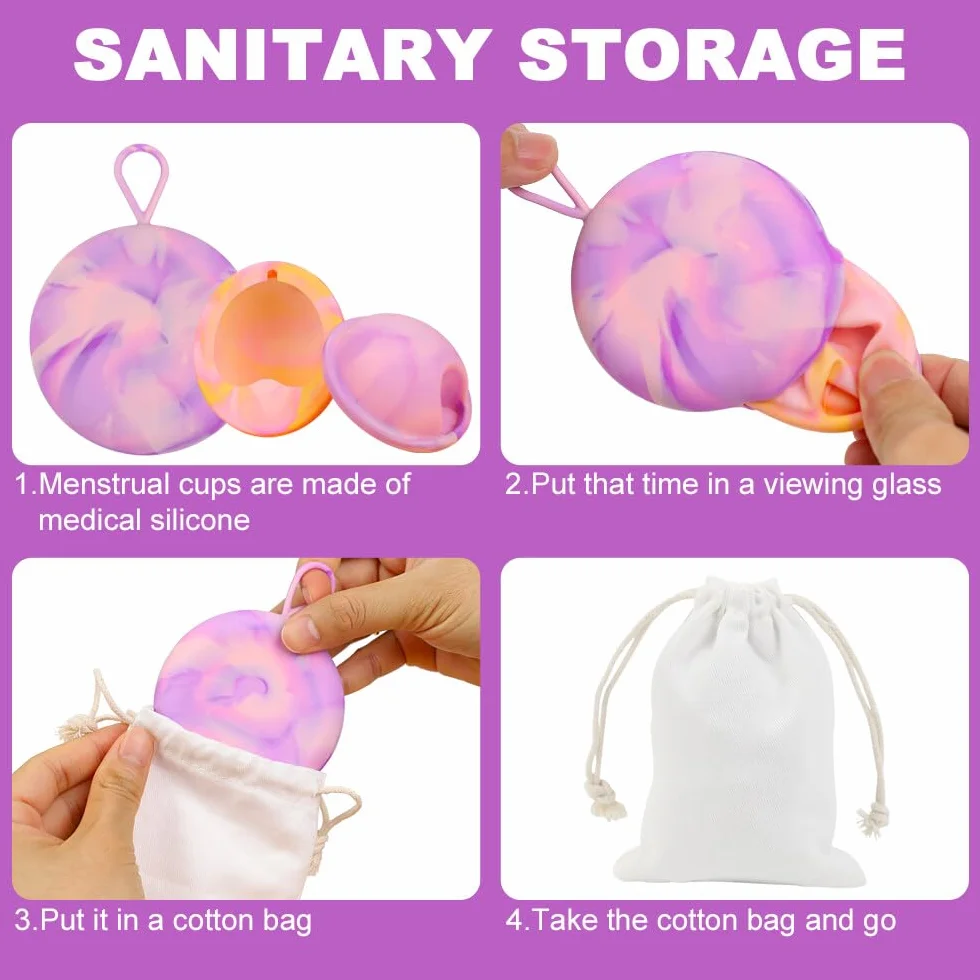 Coppetta mestruale 2 dischi mestruali taglie S+L con tasche portaoggetti,Silicone medico al 100% a tenuta stagna,disco mestruale riutilizzabile e alternativa sostenibile ai tamponi