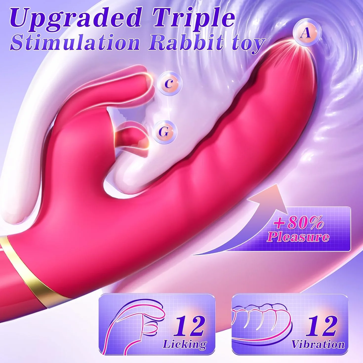Vibratore Rabbit, Vibratoreper Donna Professionale con AI, Tripla Stimolatore per Clitoride con 12 Modalità Sexytoysys Donna Coppia Vibratoriper Donne Sex Toys Sessuali, 23cm Vibrator Sextoys