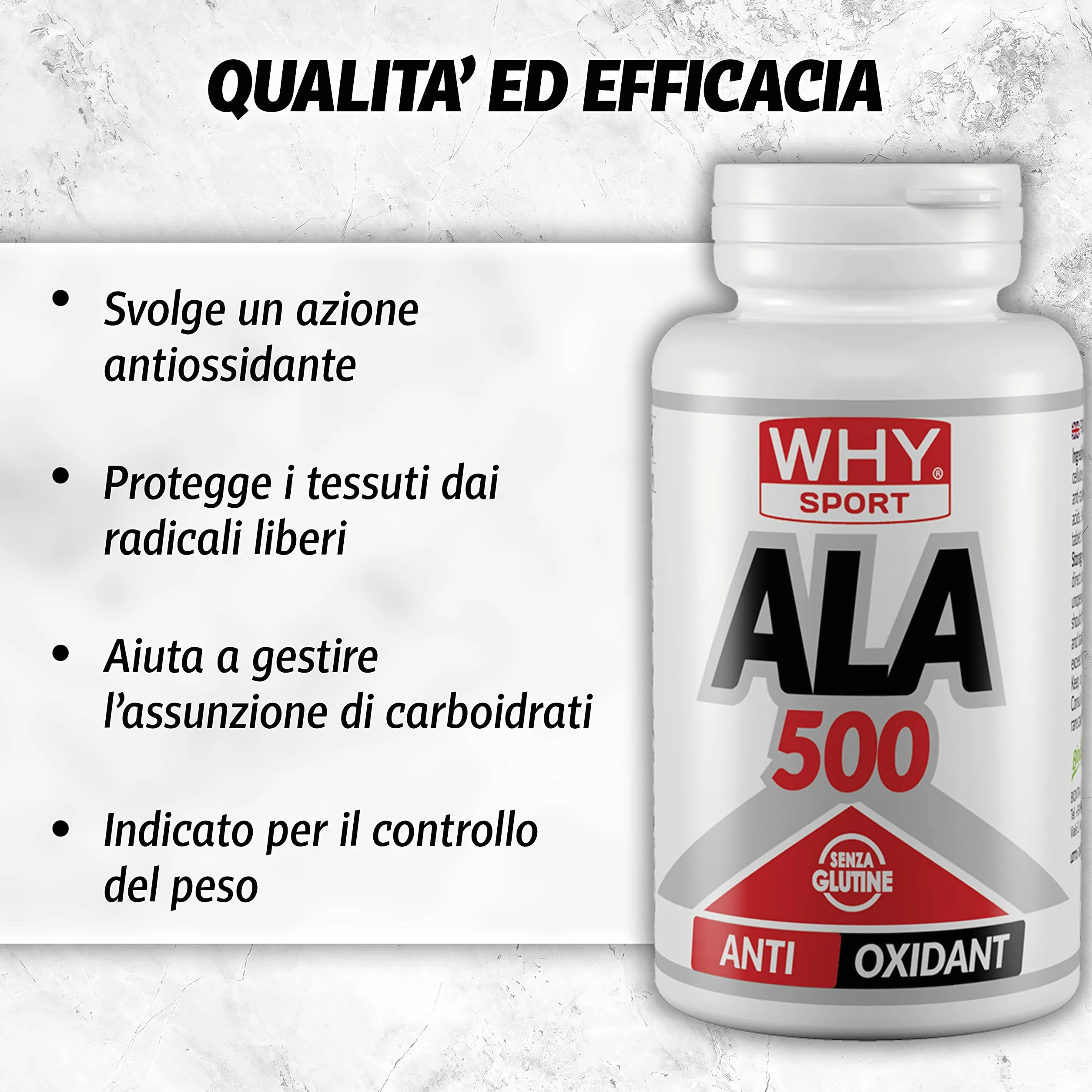 WHY SPORT ALA 500 Acido Alfa Lipoico Integratore Antiossidante 60 Compresse