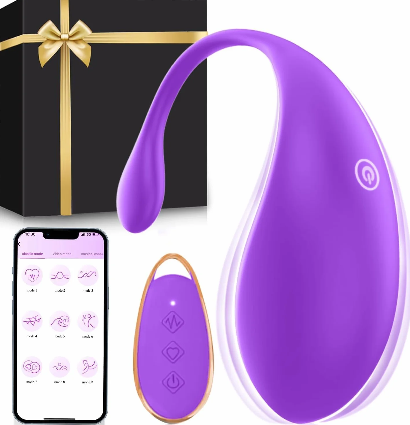 Vibratoreper Donna Professionale Ovetto Vibrante Donna Telecomando con App 9 Modalità Sexytoysys Coppia Vibratore per Vibratore Clitoride Wireless Sex Toys toys Sessuali per Sex Toy (Viola)