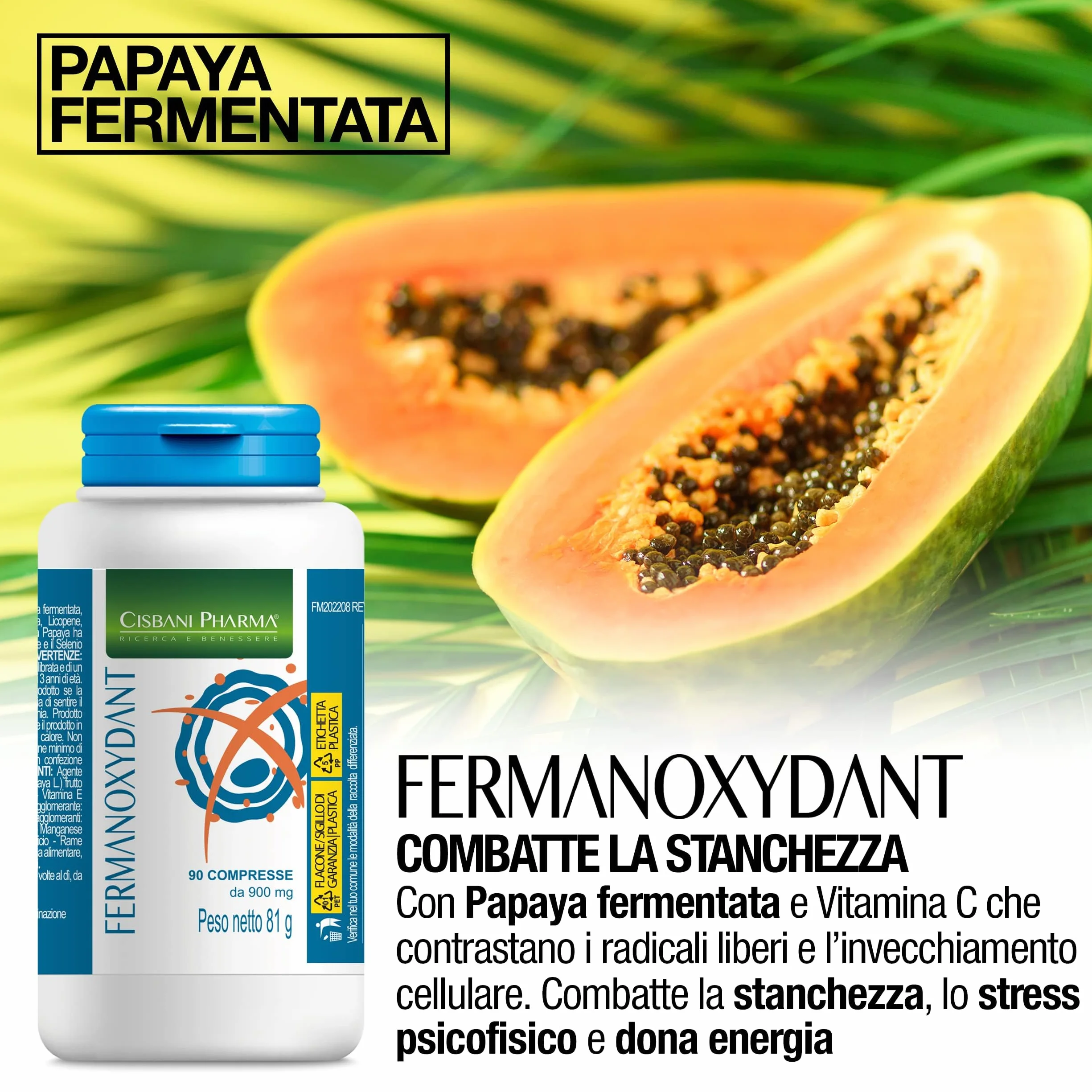 CISBANI PHARMA Fermanoxydant Antiossidante 90 cpr con Acido alfa lipoico, Glutatione e Astaxantina