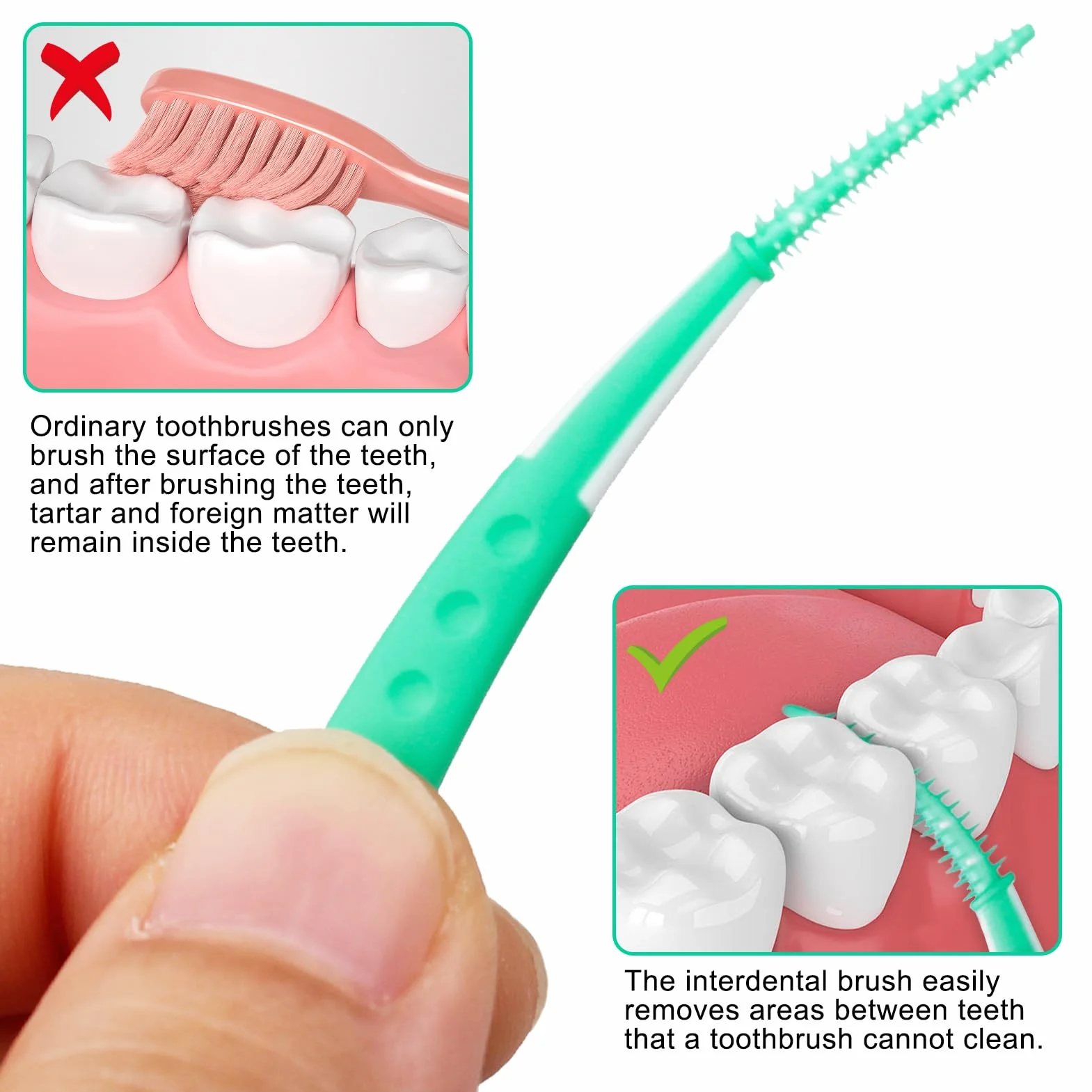 60 Pezzi Scovolini Dentali 65 cm, Spazzolino Interdentale, Igiene Orale