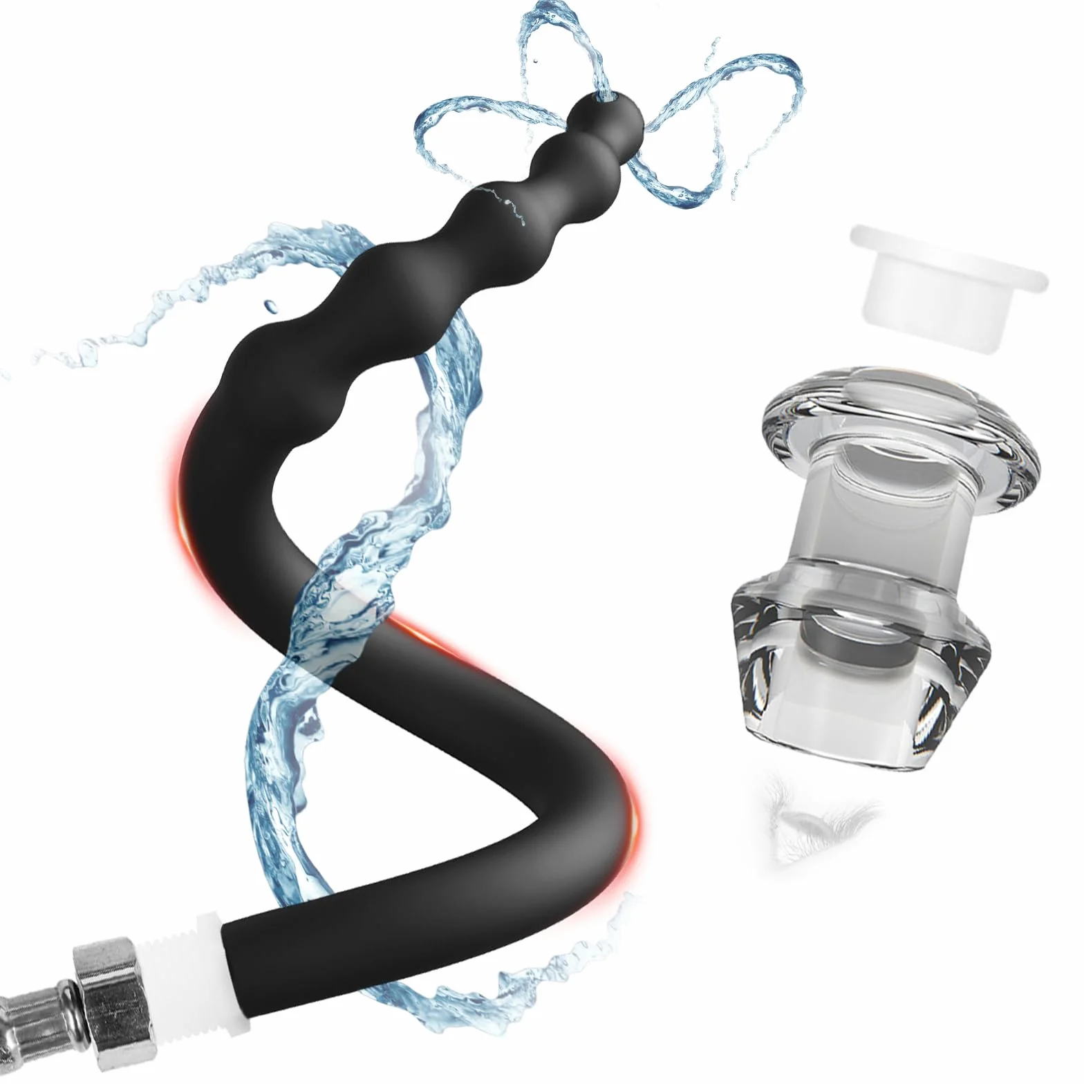 BDSMJOY tubo flessibile per doccia con Plug anale cavo trasparente, Doccia Clistere in Silicone, clistere per Anale Vaginale Colonic, Plug Anale Sex toys Donne Uomo