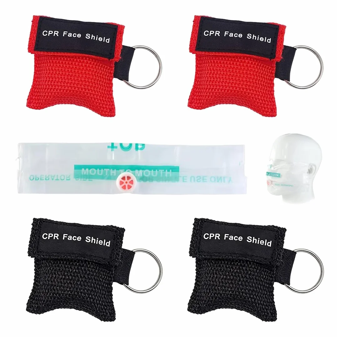 Pocket Mask 4 Pezzi 5x5,5cm Rosso Nero Primo Soccorso
