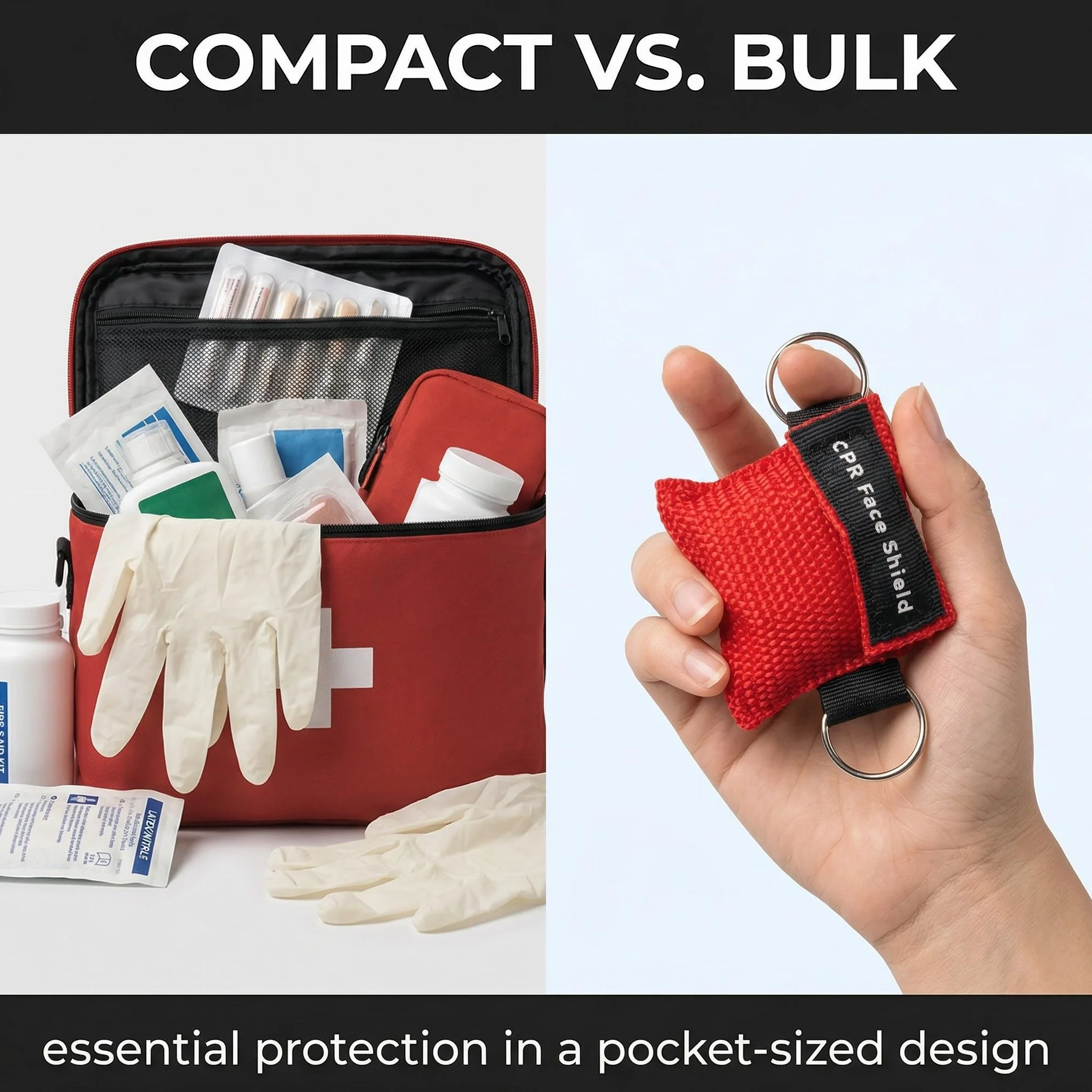 Pocket Mask 6 Mascherine CPR E Protezione Viso Emergenza Valvola Unidirezionale 5x5,5cm Rosso Blu Nero
