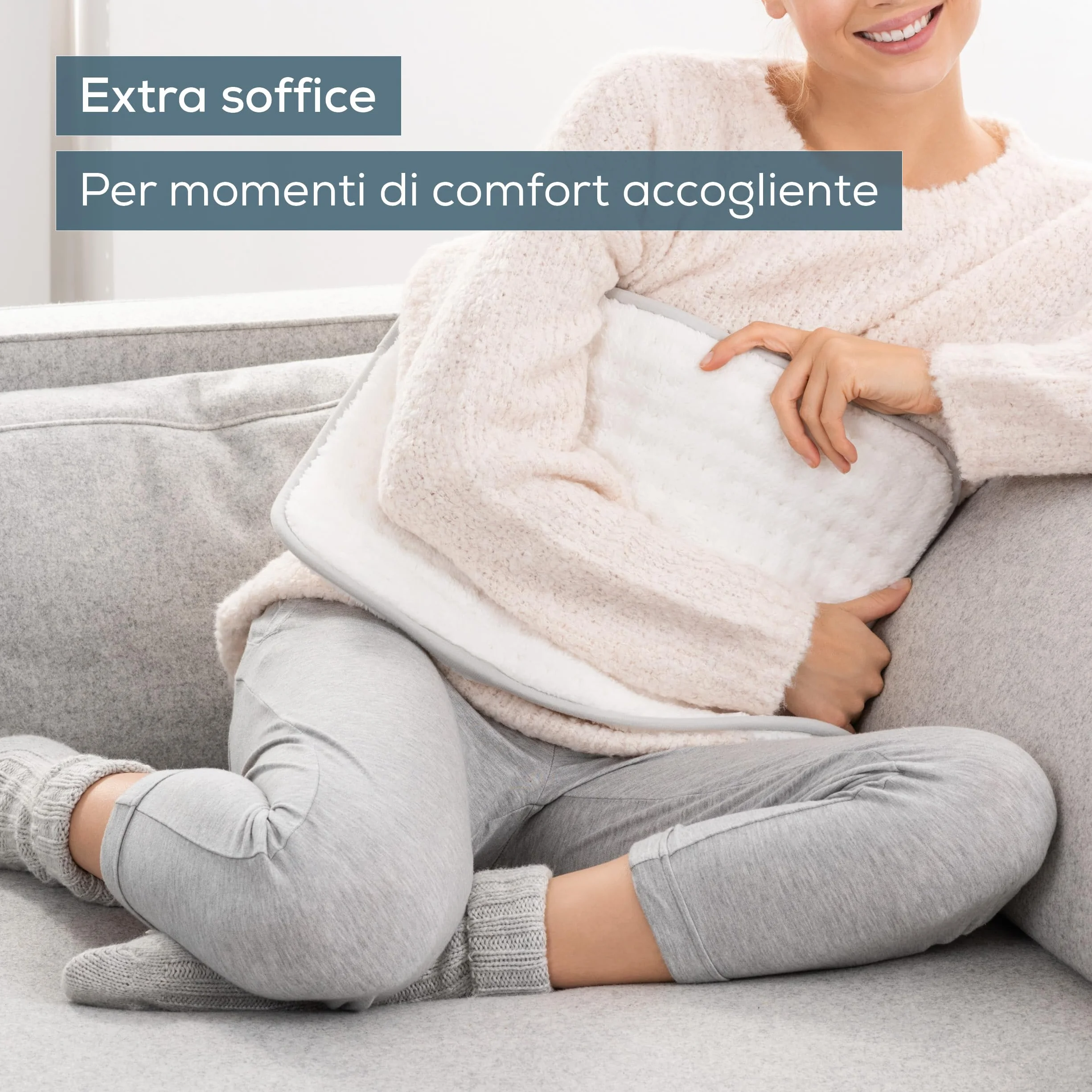 Beurer HK 43 termoforo, tappetino termico extra morbido con spegnimento automatico e 3 livelli di temperatura, con riscaldamento rapido, lavabile in lavatrice fino a 30 °C, Bianco